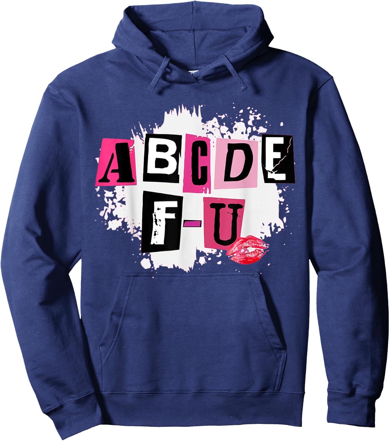 ABCDEFU Retro Funny Heart Valentine's Day Hoodie - Hoodie | Navy