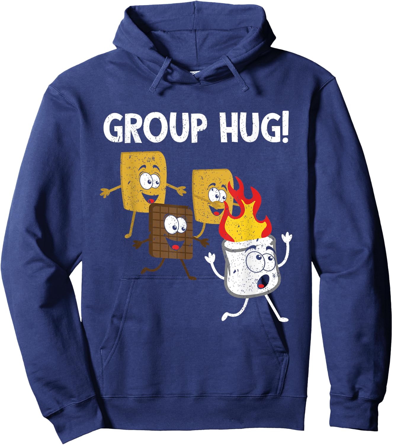 Smores Group Hug S'mores Camping Food Marshmallows on Fire Hoodie - Hoodie | Navy