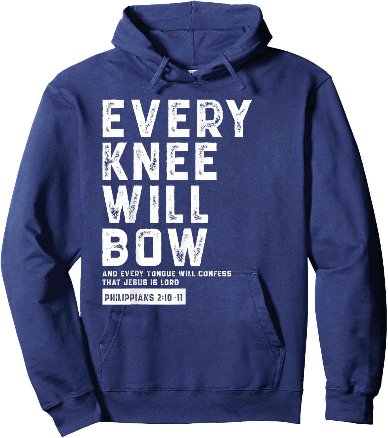 Every Knee Will Bow Faith Based Novelty Church Design Hoodie - Hoodie | Navy
