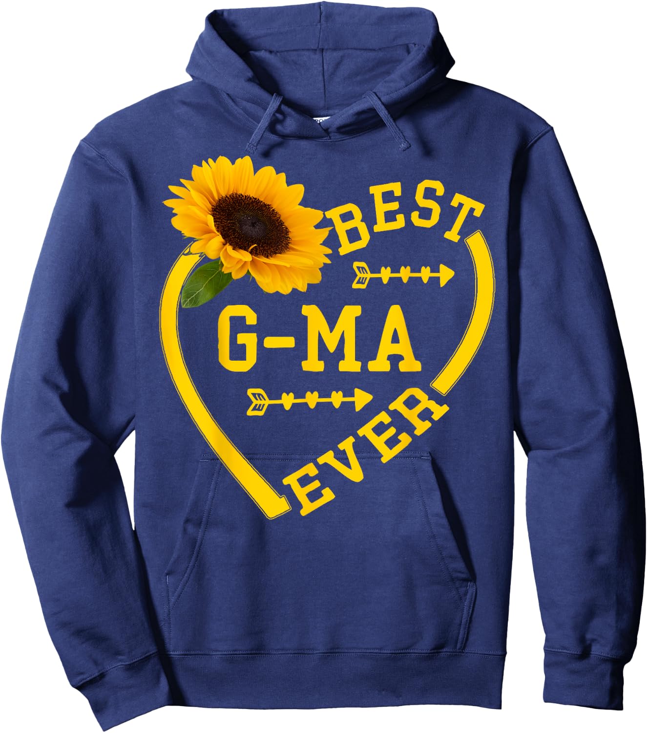 Best G-ma Ever shirt Mother's Day Hearts Sunflower Grandma Hoodie - Hoodie | Navy