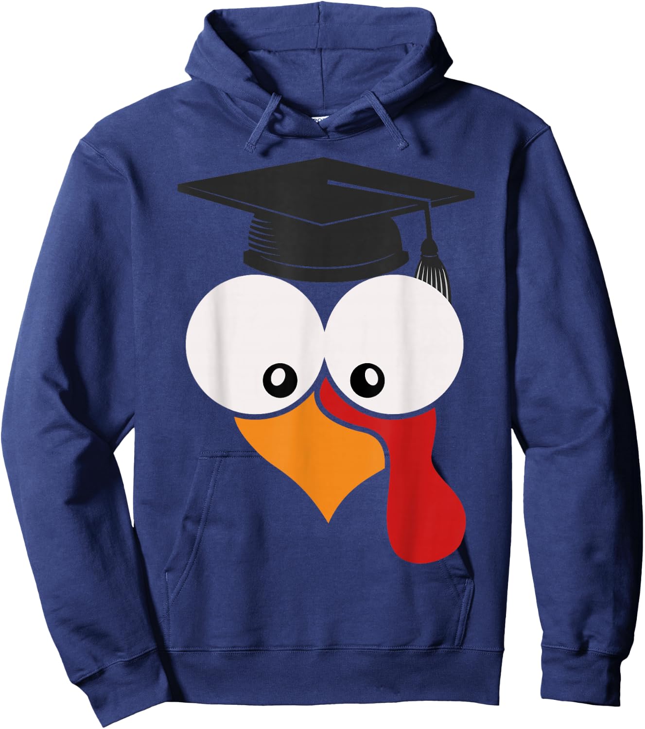 Funny Turkey Face With Academic Hat Thanksgiving Graduation Hoodie - Hoodie | Navy