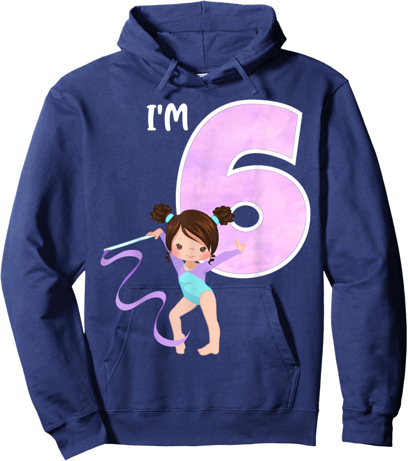 Girl's 6 Year Old Gymnast 6th Birthday Party Gymnastics Hoodie - Hoodie | Navy