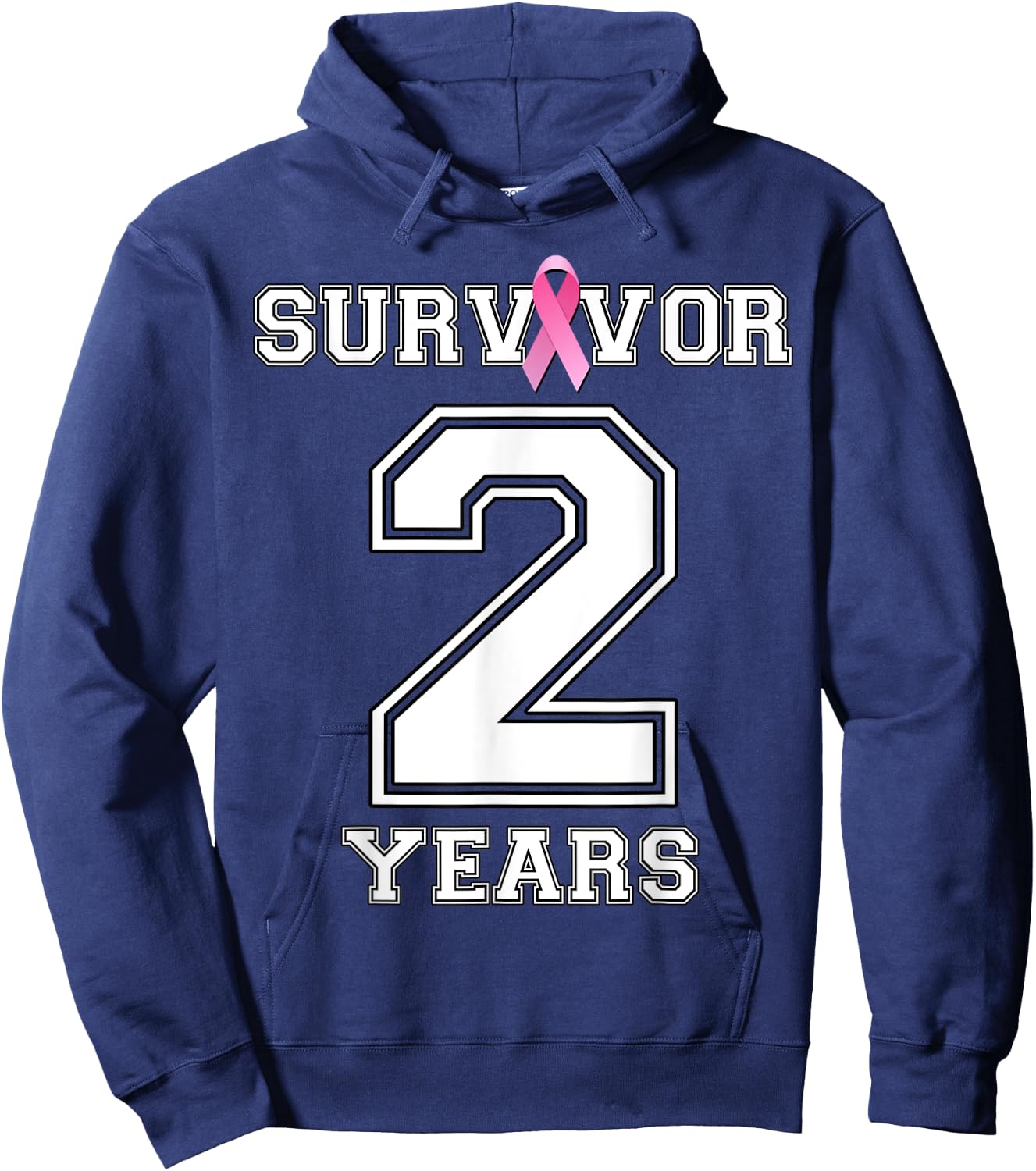 2 Years Breast Cancer Survivor Gifts Pink Ribbon Hoodie - Hoodie | Navy