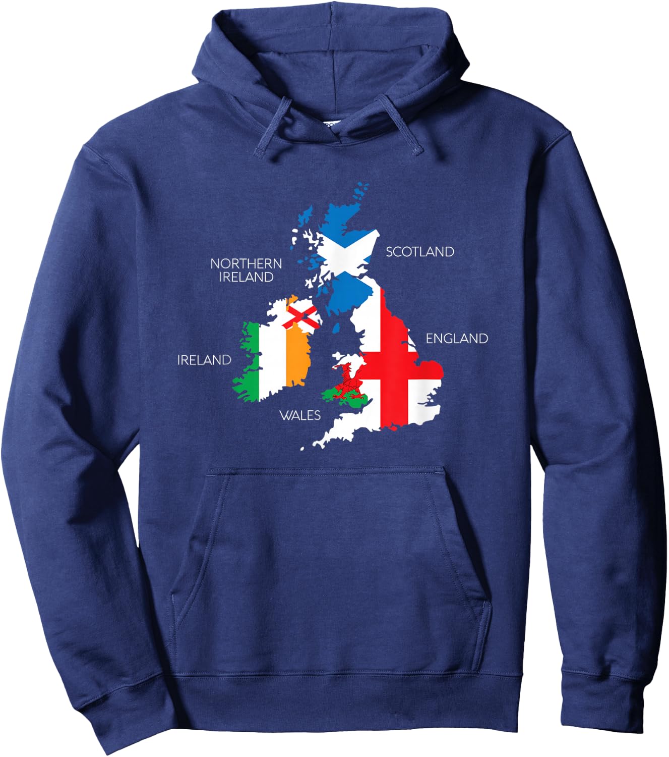 British Isles Sea Ireland Scotland Wales England Map Coins Hoodie - Hoodie | Navy