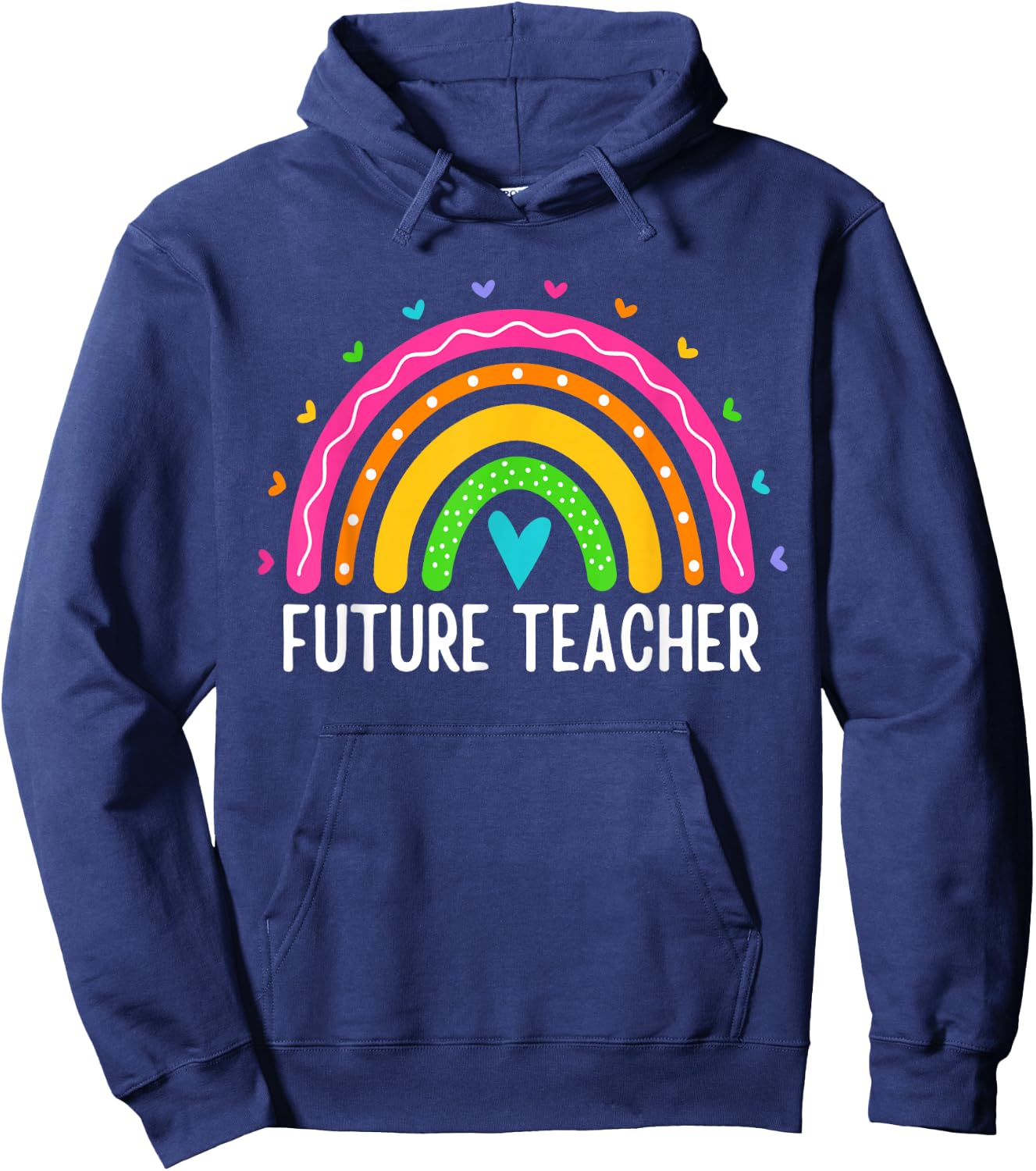 Future Teacher Kids Youth Girls Rainbow Pre-k Kindergarten Hoodie - Hoodie | Navy