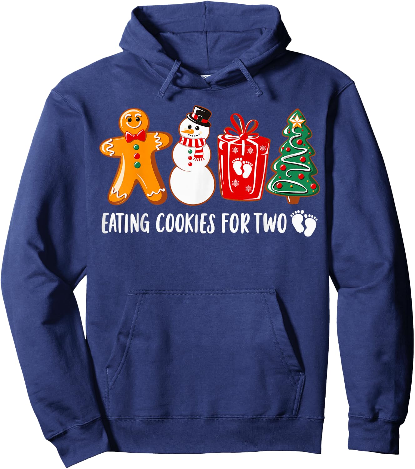Eating Cookies for Two Funny Christmas Pregnancy Baby Reveal Hoodie - Hoodie | Navy