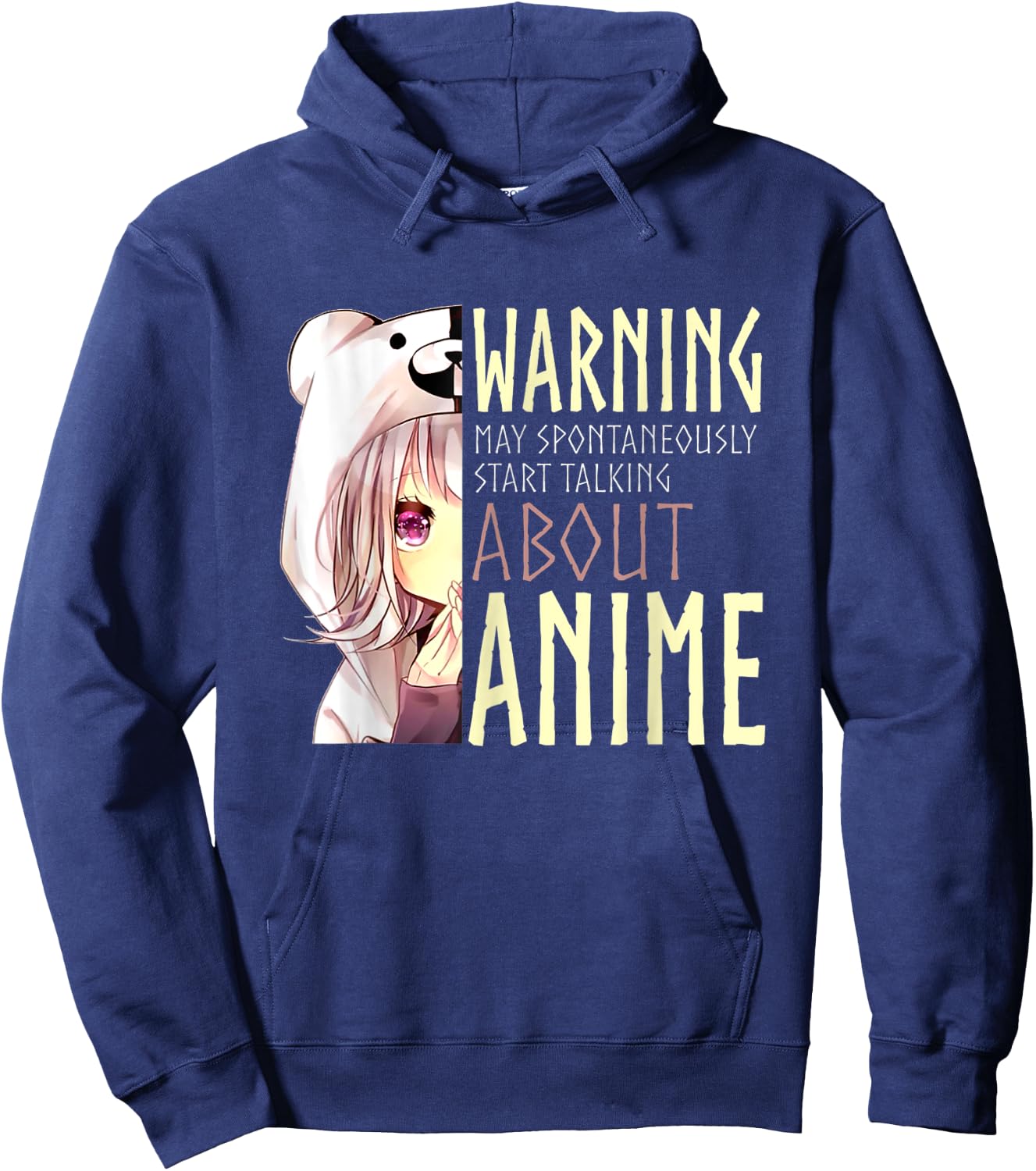 Warning May Spontaneously Start Talking About Anime Hoodie - Hoodie | Navy