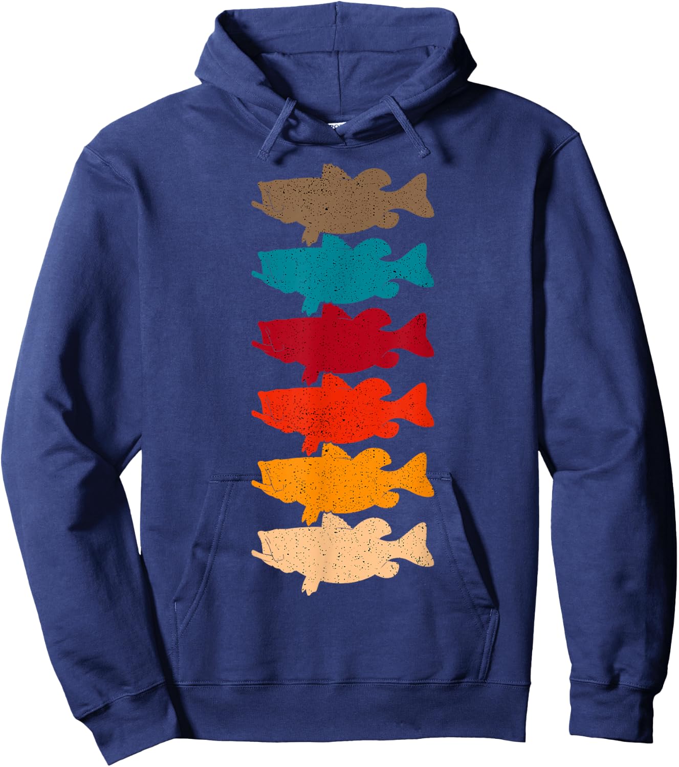 Bass Fishing Retro Vintage Fish Forest Angling Fisherman Hoodie - Hoodie | Navy