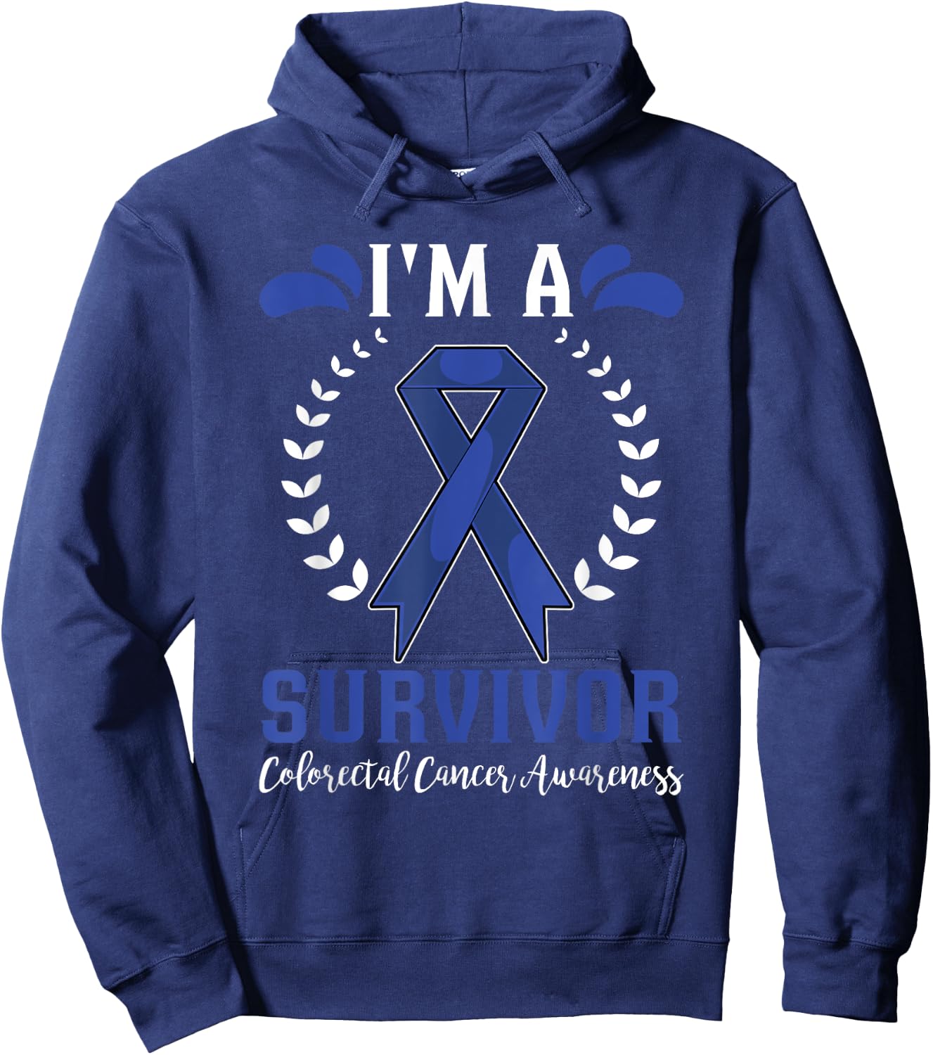 Dark Blue Ribbon Im A Survivor Colorectal Cancer Awareness Hoodie - Hoodie | Navy