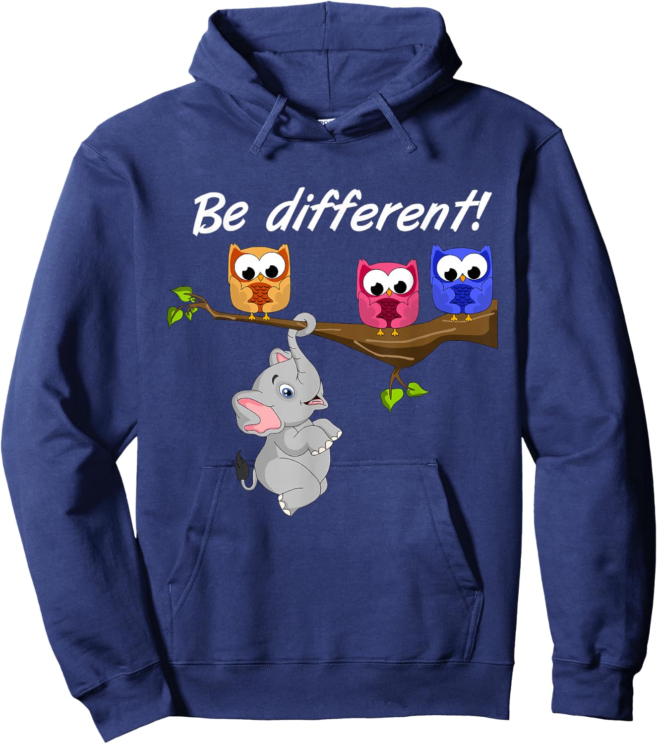 Be Different! - Women's Cute Fun Saying - Motto - Elephant Hoodie - Hoodie | Navy