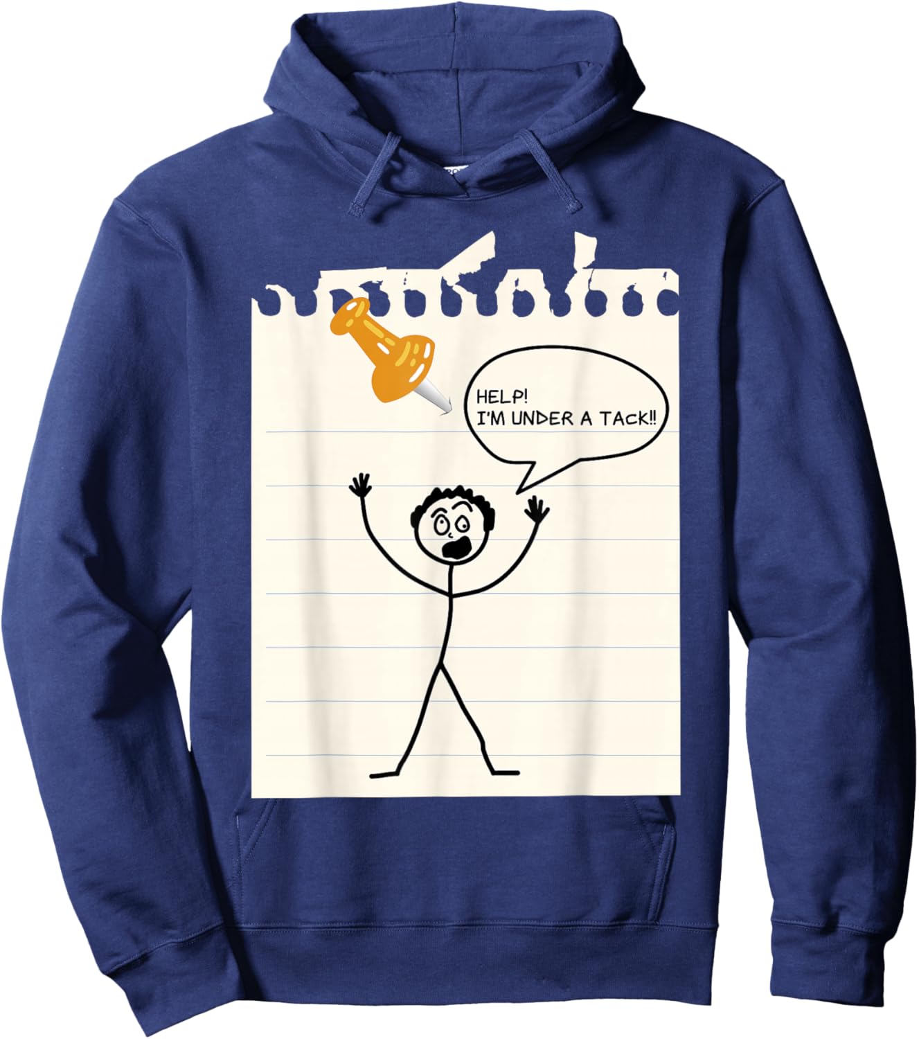 Stick Man Silly Stuff Black Short Sleeve - Stick Figure Under A Tack Hoodie - Hoodie | Navy
