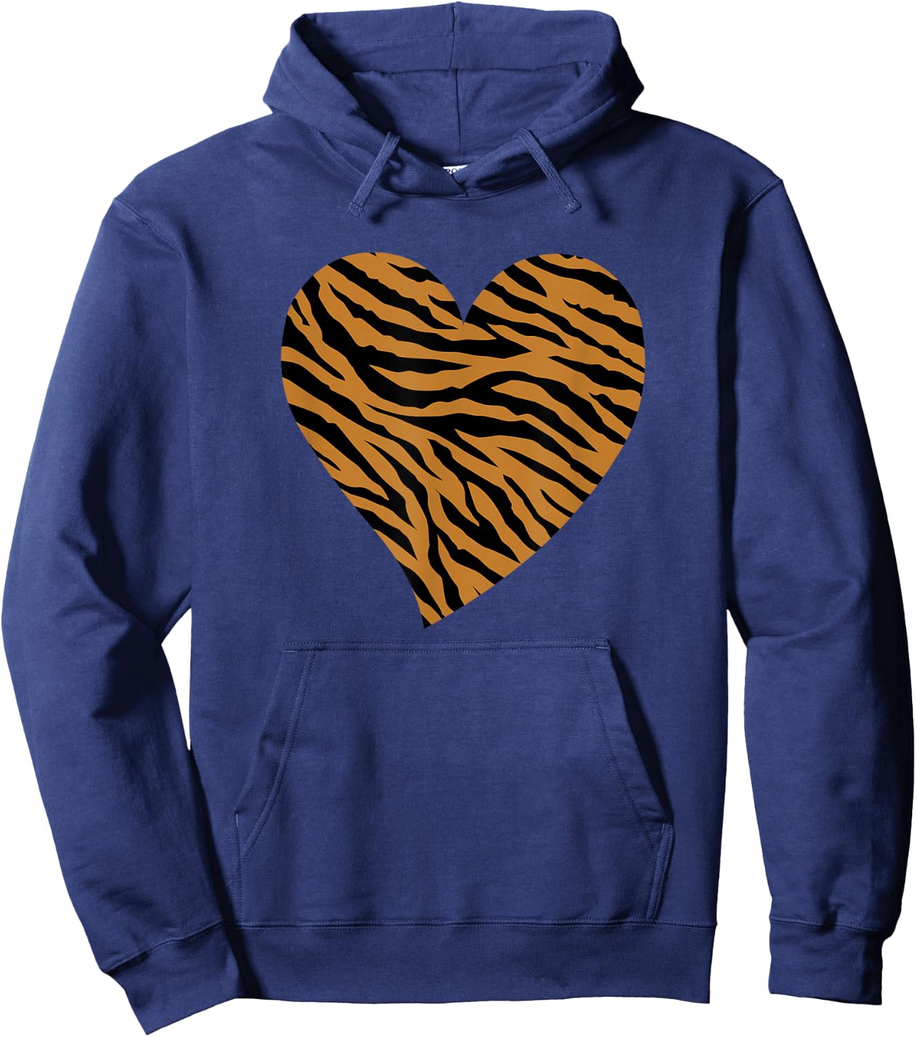 Heart Tiger Animal Print Valentine Hoodie - Hoodie | Navy