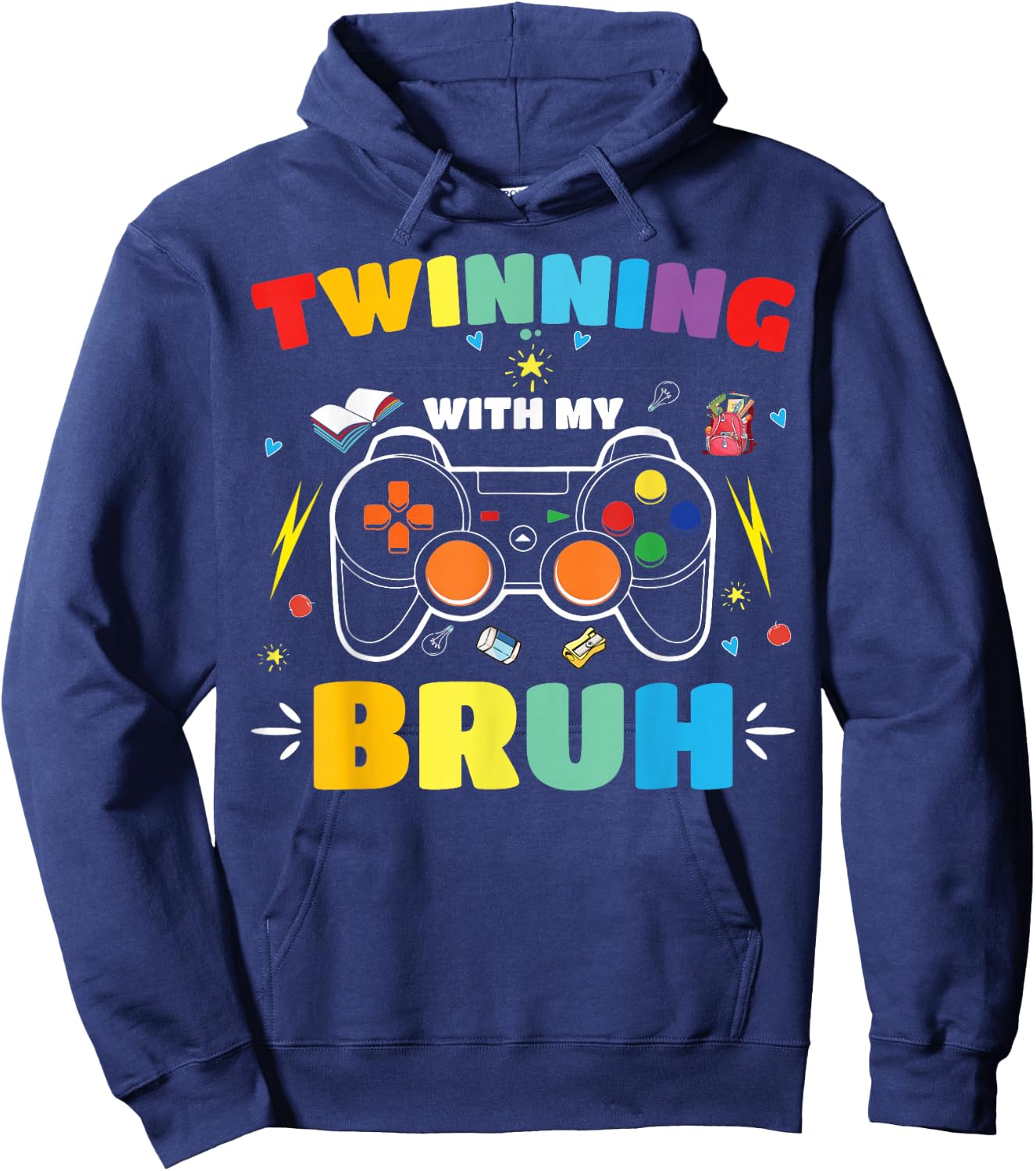 Twinning with My Bestie Kids Boys Funny Twin Day Hoodie - Hoodie | Navy