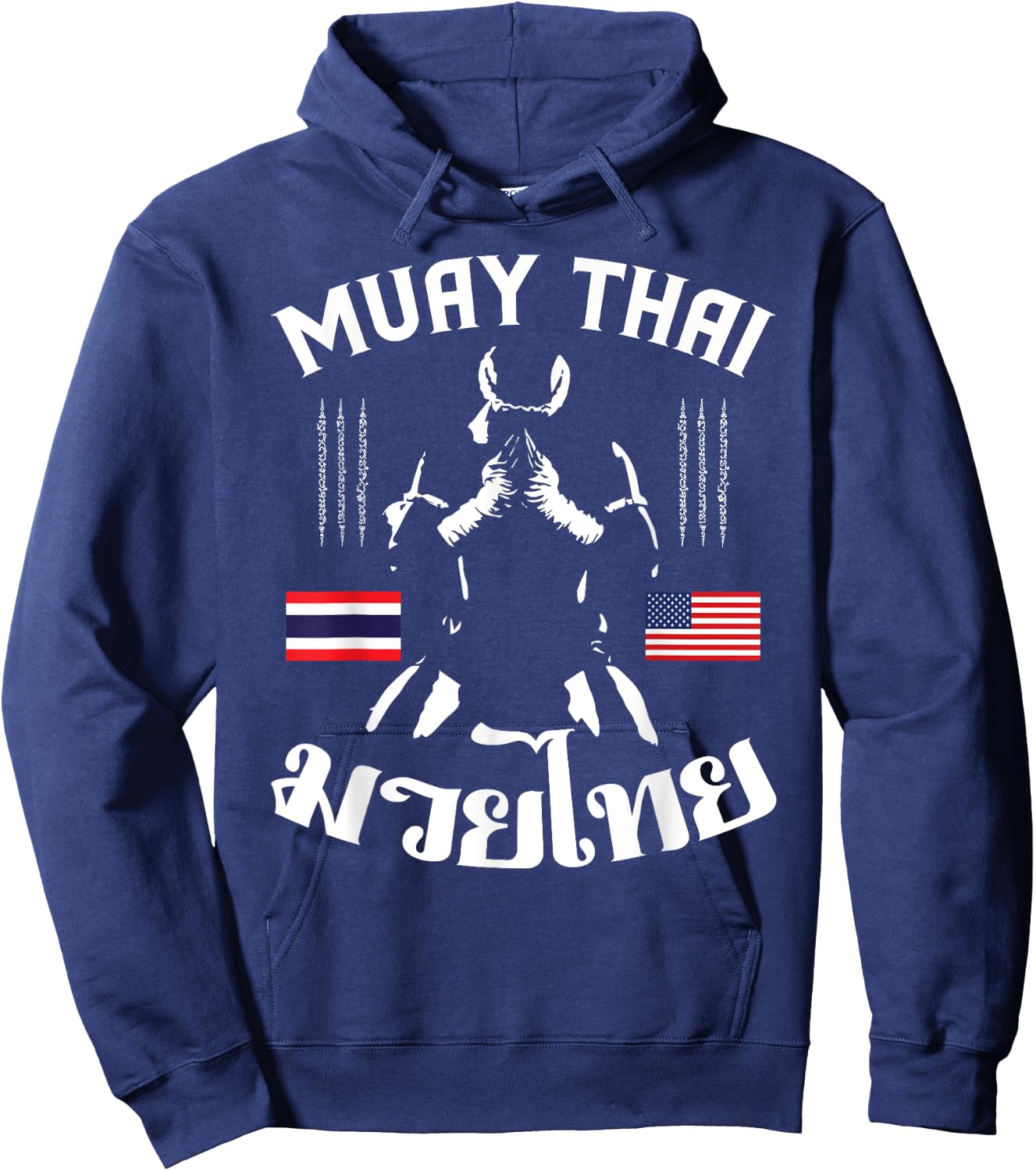 Thailand American Flag Muay Thai Thai Boxing Women Girls Kids Men Hoodie - Hoodie | Navy