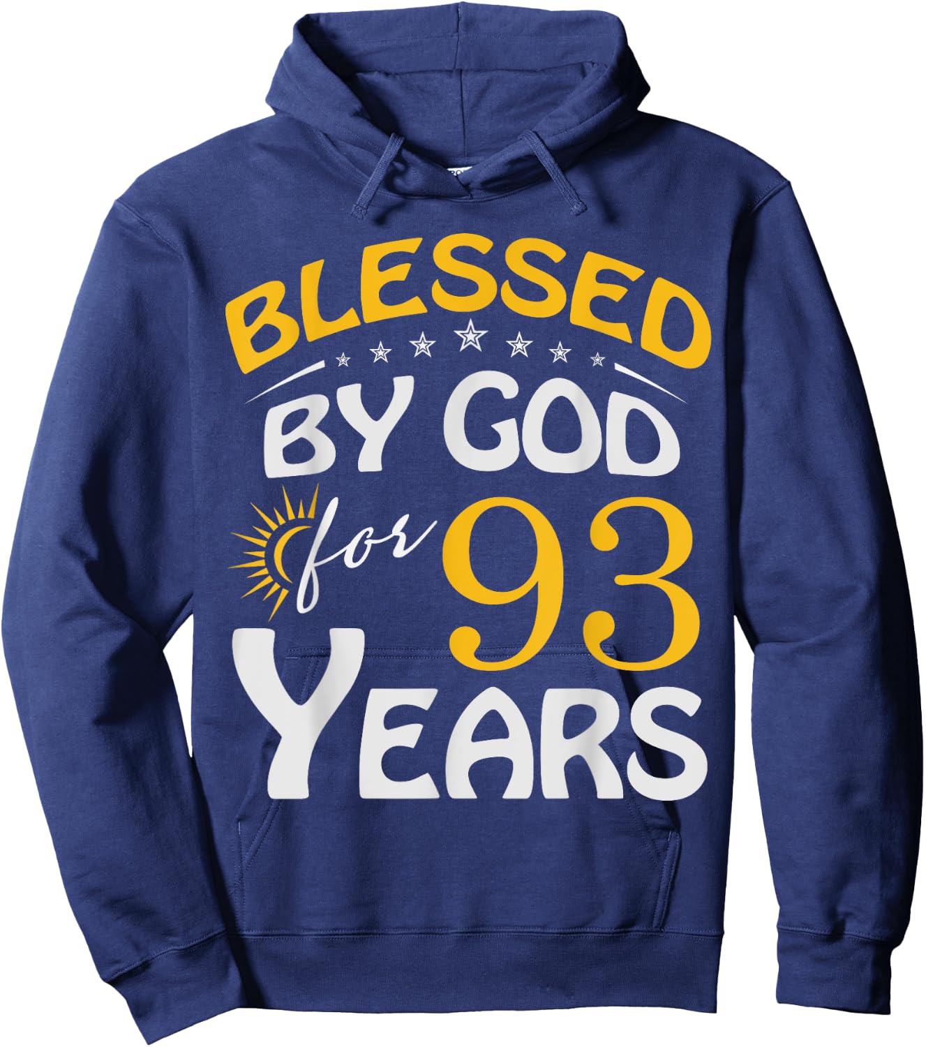 Vintage Blessed by God For 93 Years Old Happy 93rd Birthday Hoodie - Hoodie | Navy