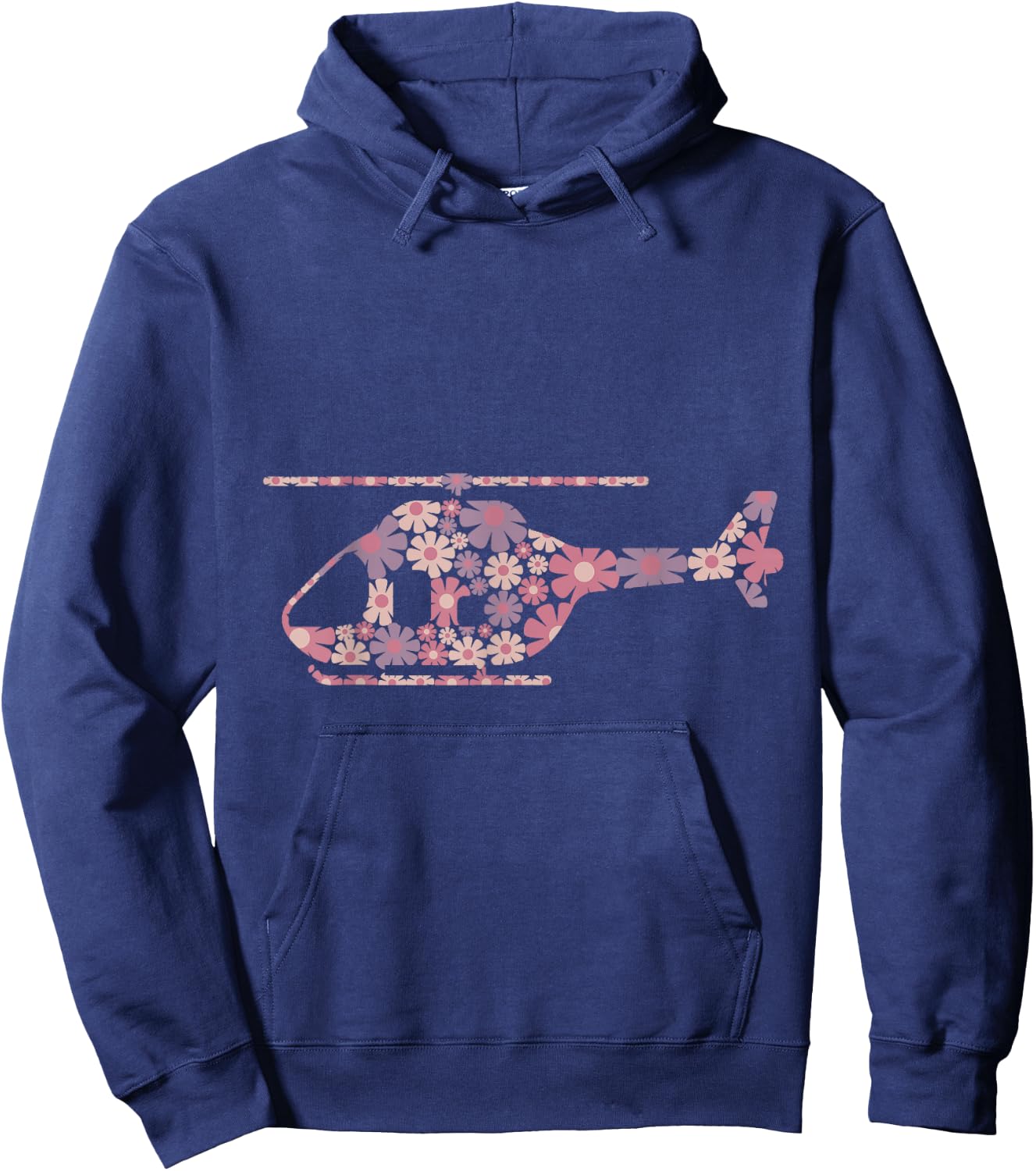 Floral Flower Silhouette Helicopter Pilot Girl Women Hoodie - Hoodie | Navy