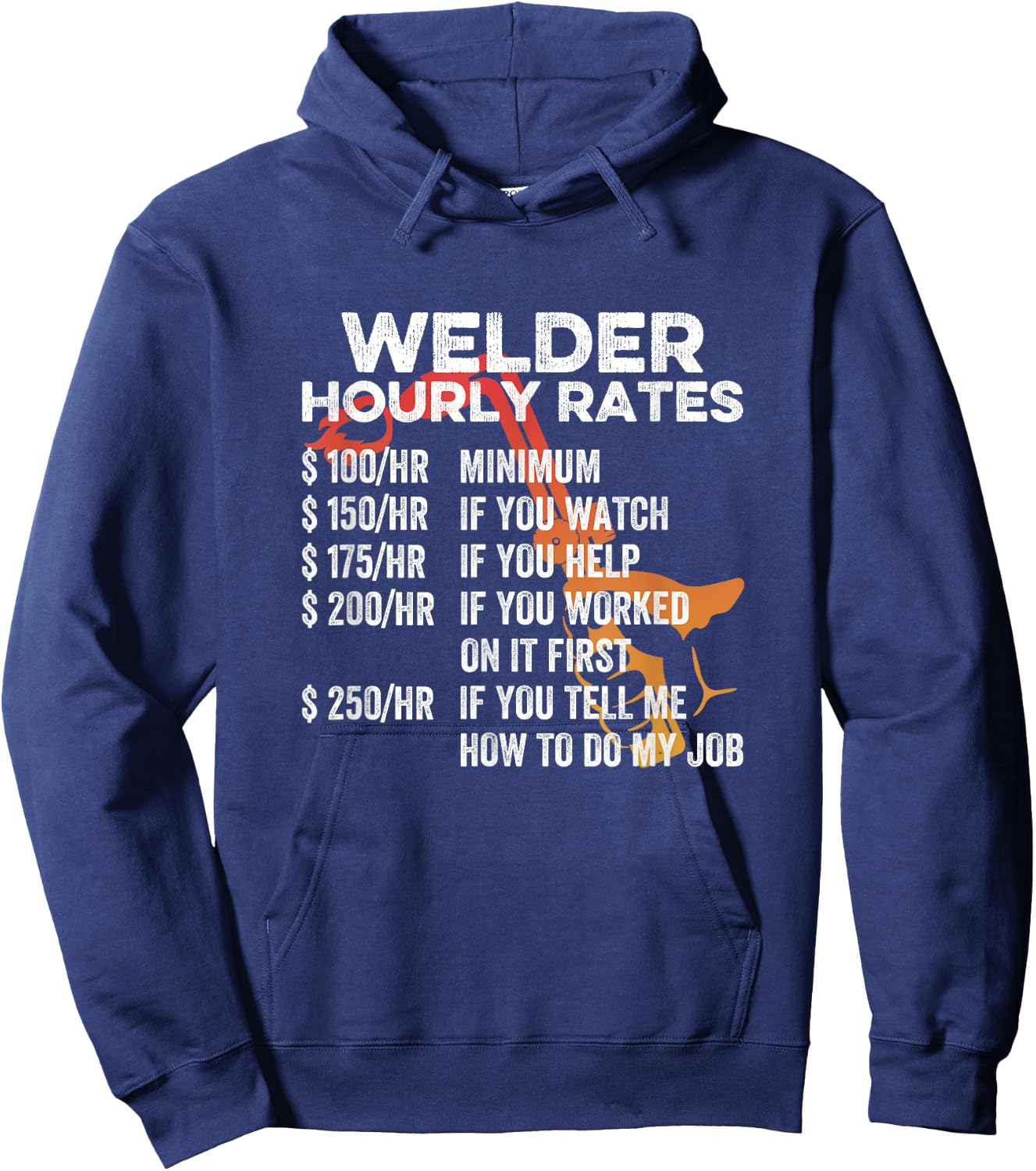 Welder Hourly Rate Funny Welding Machine Operator Novelty Hoodie - Hoodie | Navy