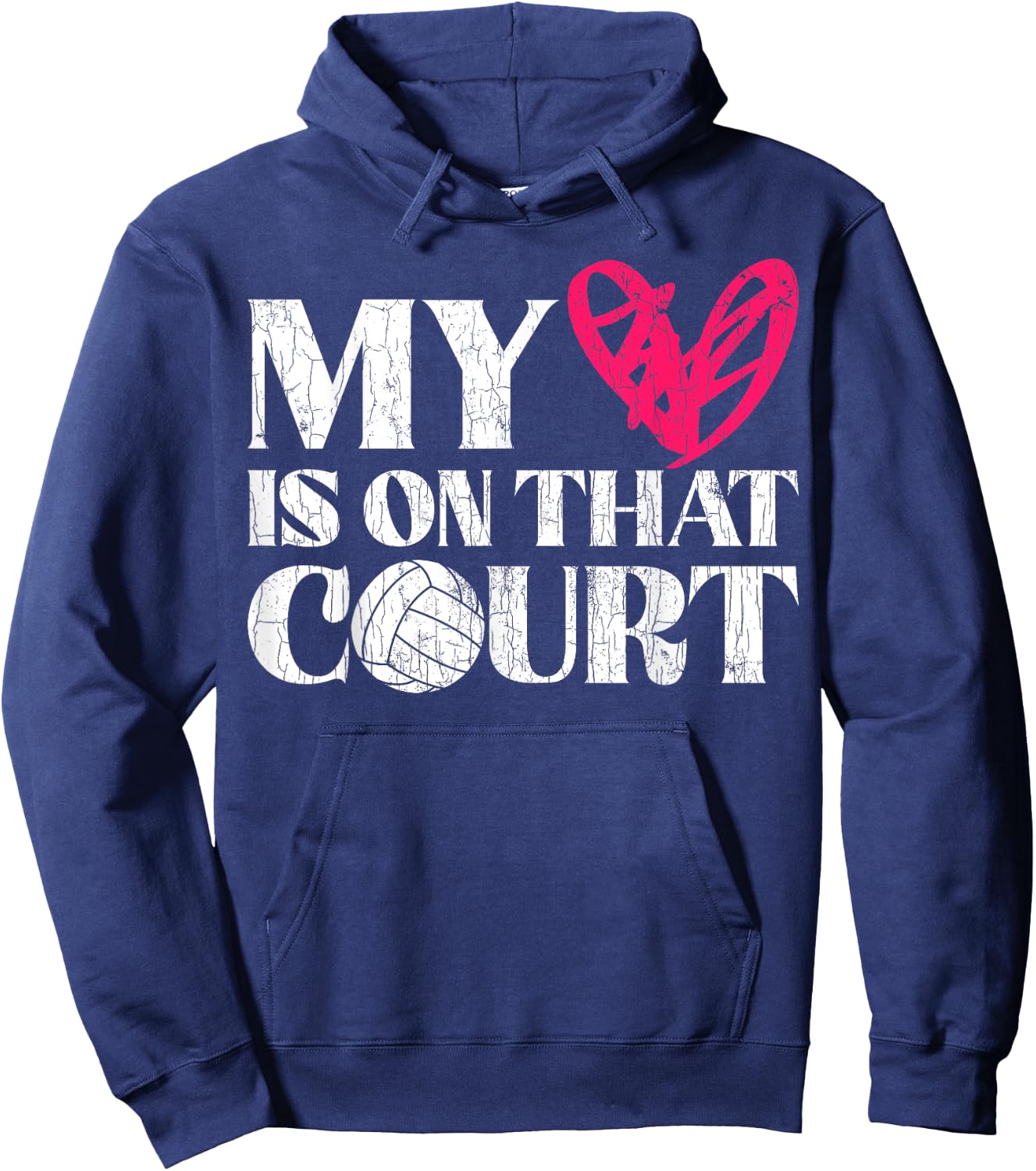My Heart Is On That Court Volleyball Funny Graphic Player Hoodie - Hoodie | Navy