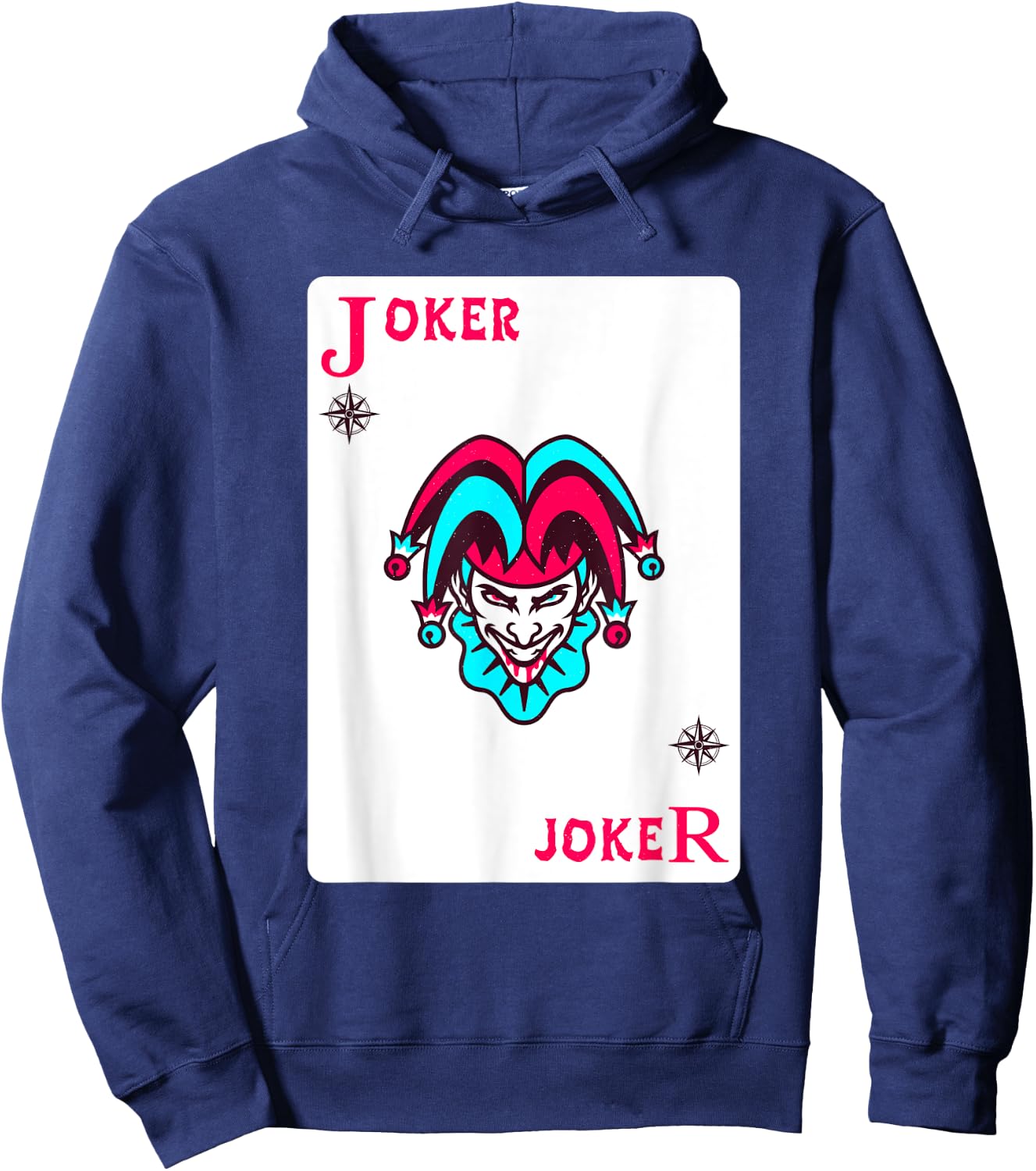 Joker Playing Card Shirt Distressed Jester Hoodie - Hoodie | Navy