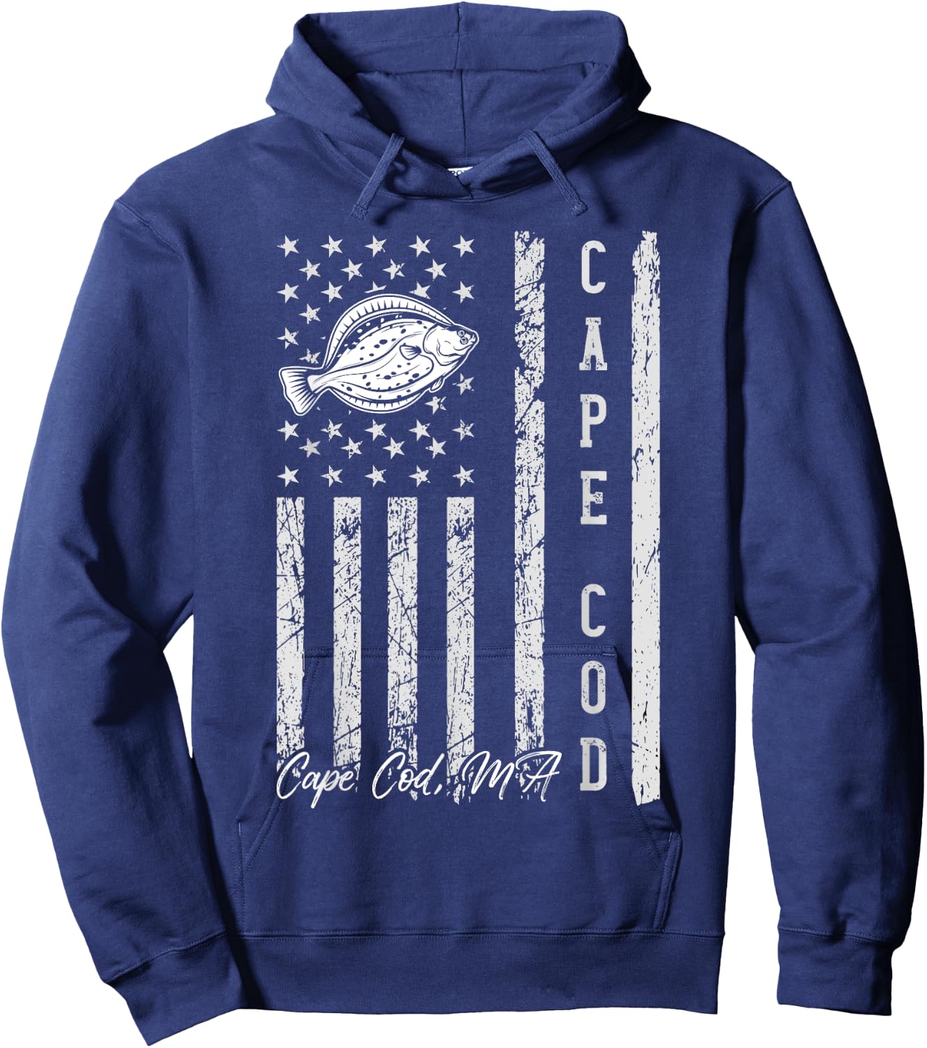 Cape Cod Massachusetts for Fluke Fishing Fishermen Hoodie - Hoodie | Navy