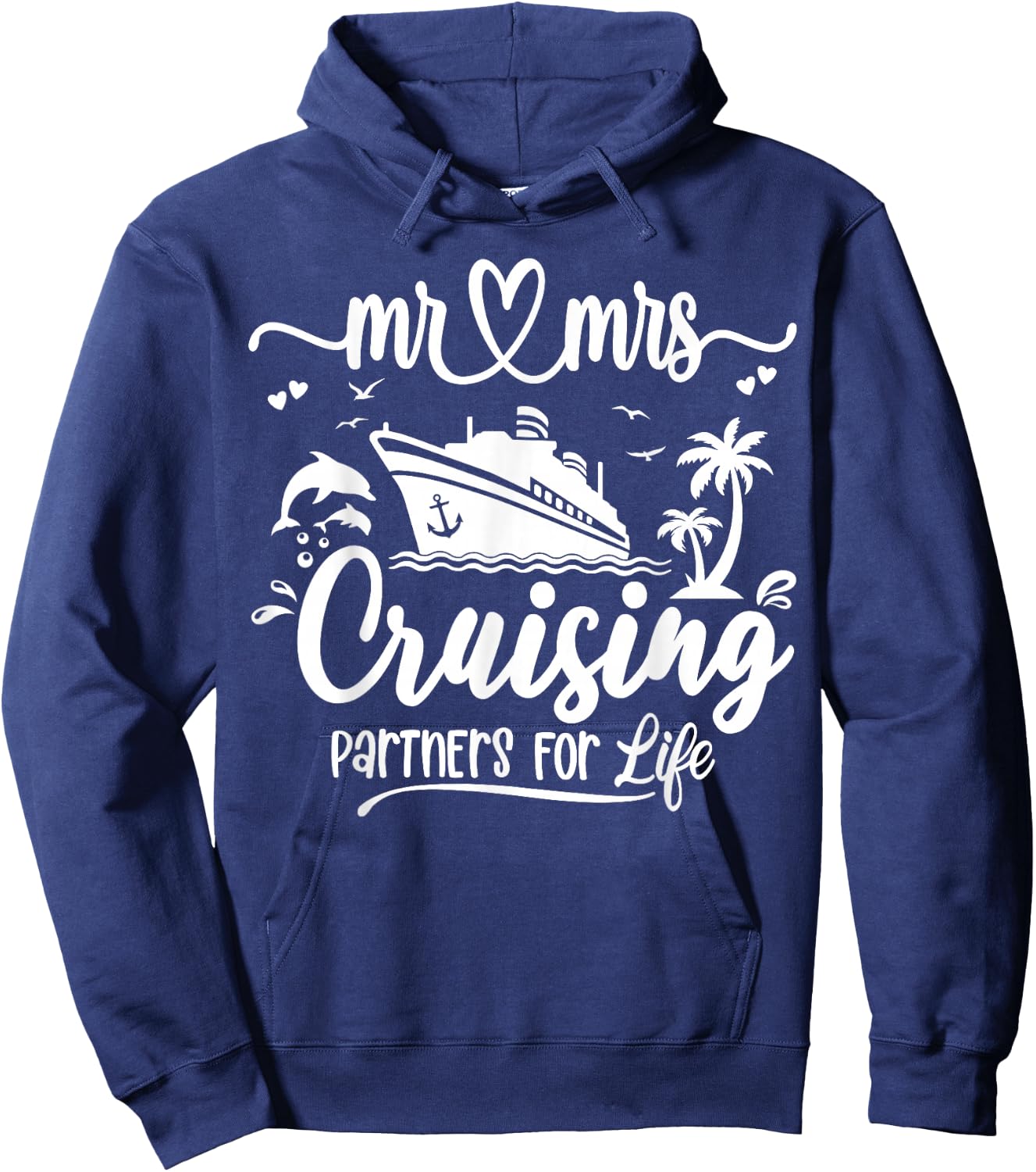 Mr And Mrs Cruising Husband & Wife Cruise Matching Couple Hoodie - Hoodie | Navy