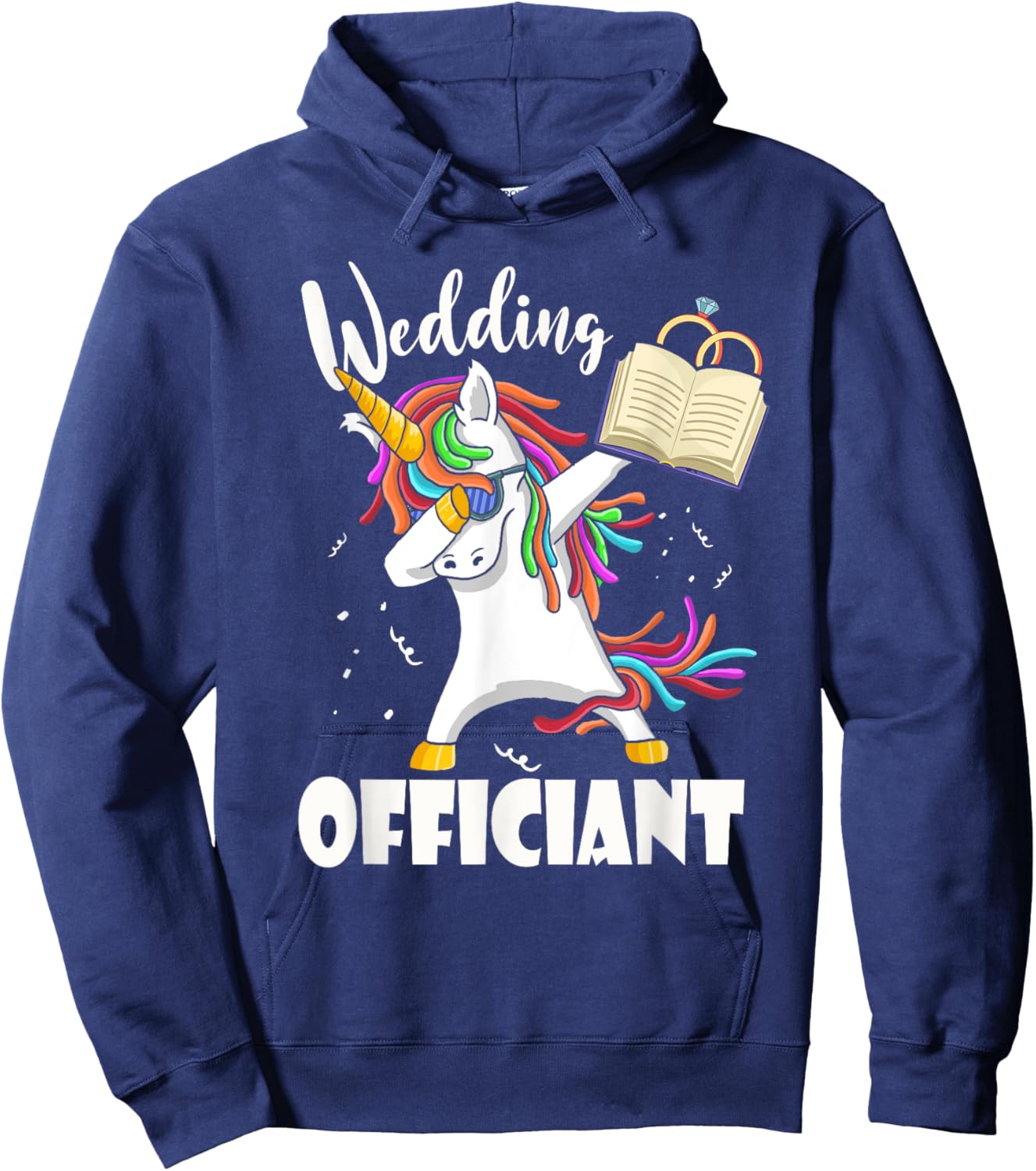 Funny Wedding Officiant Cute Dabbing Unicorn Pastor Wedding Hoodie - Hoodie | Navy