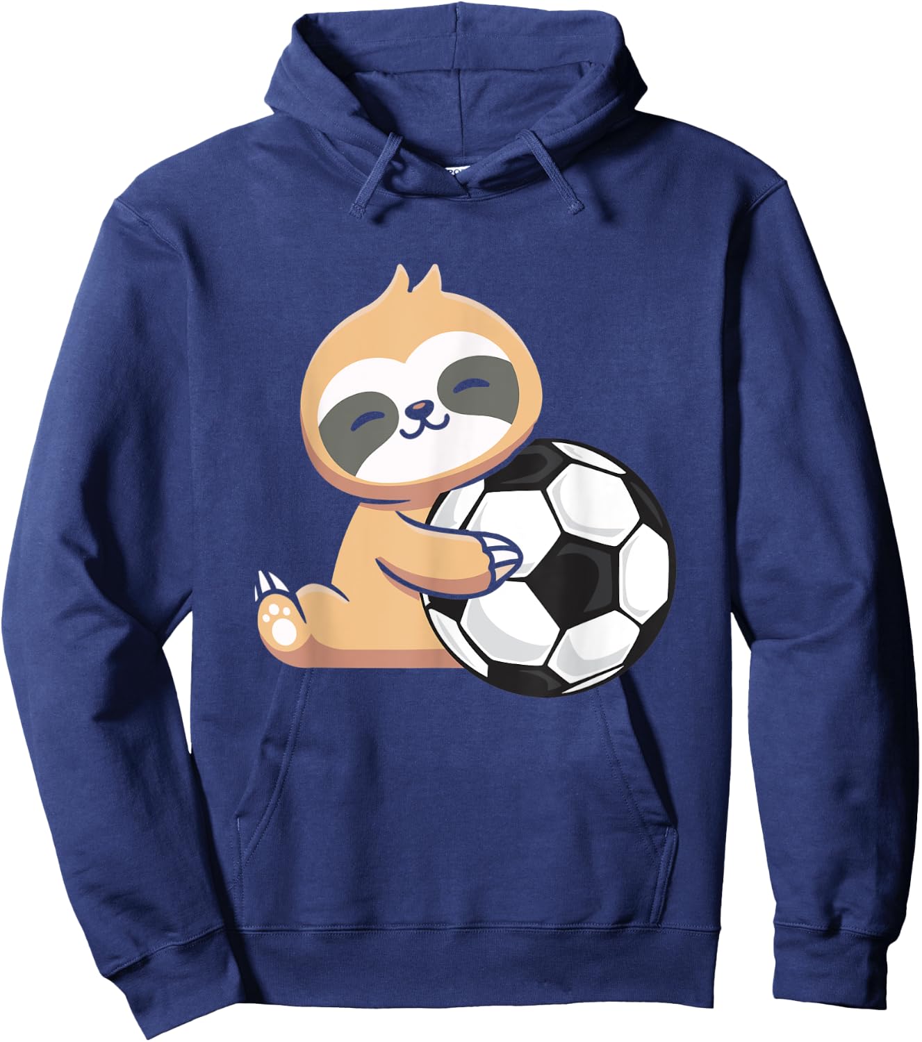 Sloth Soccer Cute Sloth Holding Soccer Ball Sport Hoodie - Hoodie | Navy