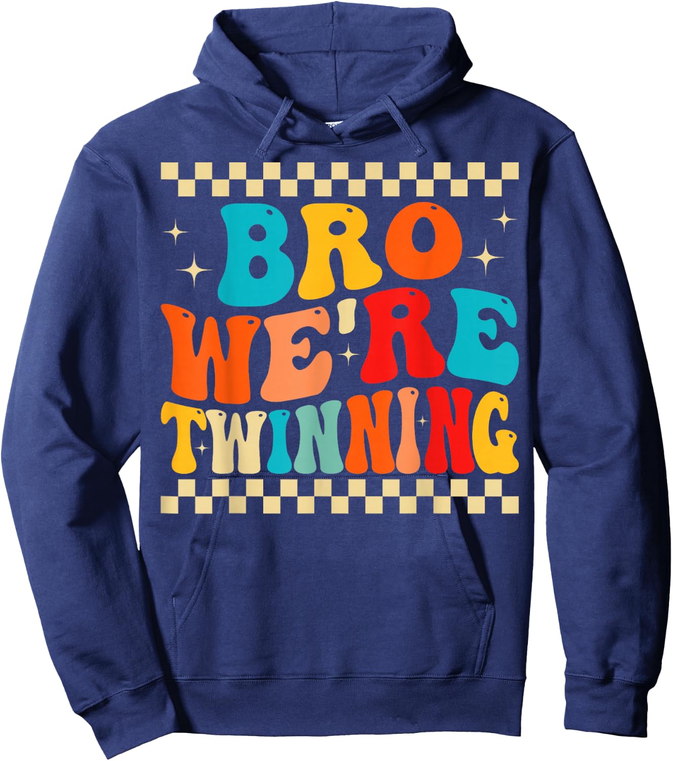 Bro We're Twinning Retro Twin Day Spirit Week Boys Kids Hoodie - Hoodie | Navy