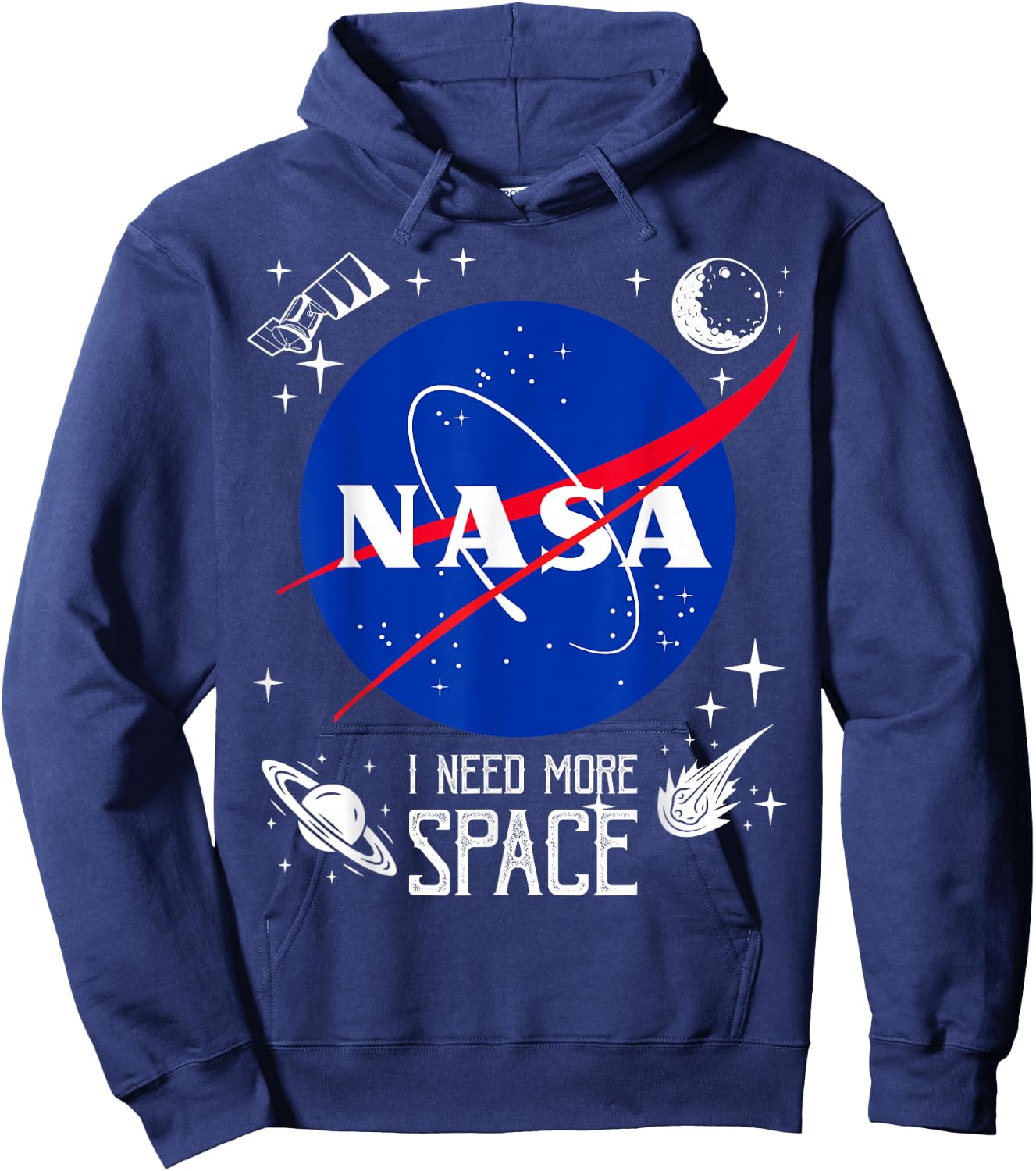 NASA Meatball Logo Classic I Need More Space Hoodie - Hoodie | Navy