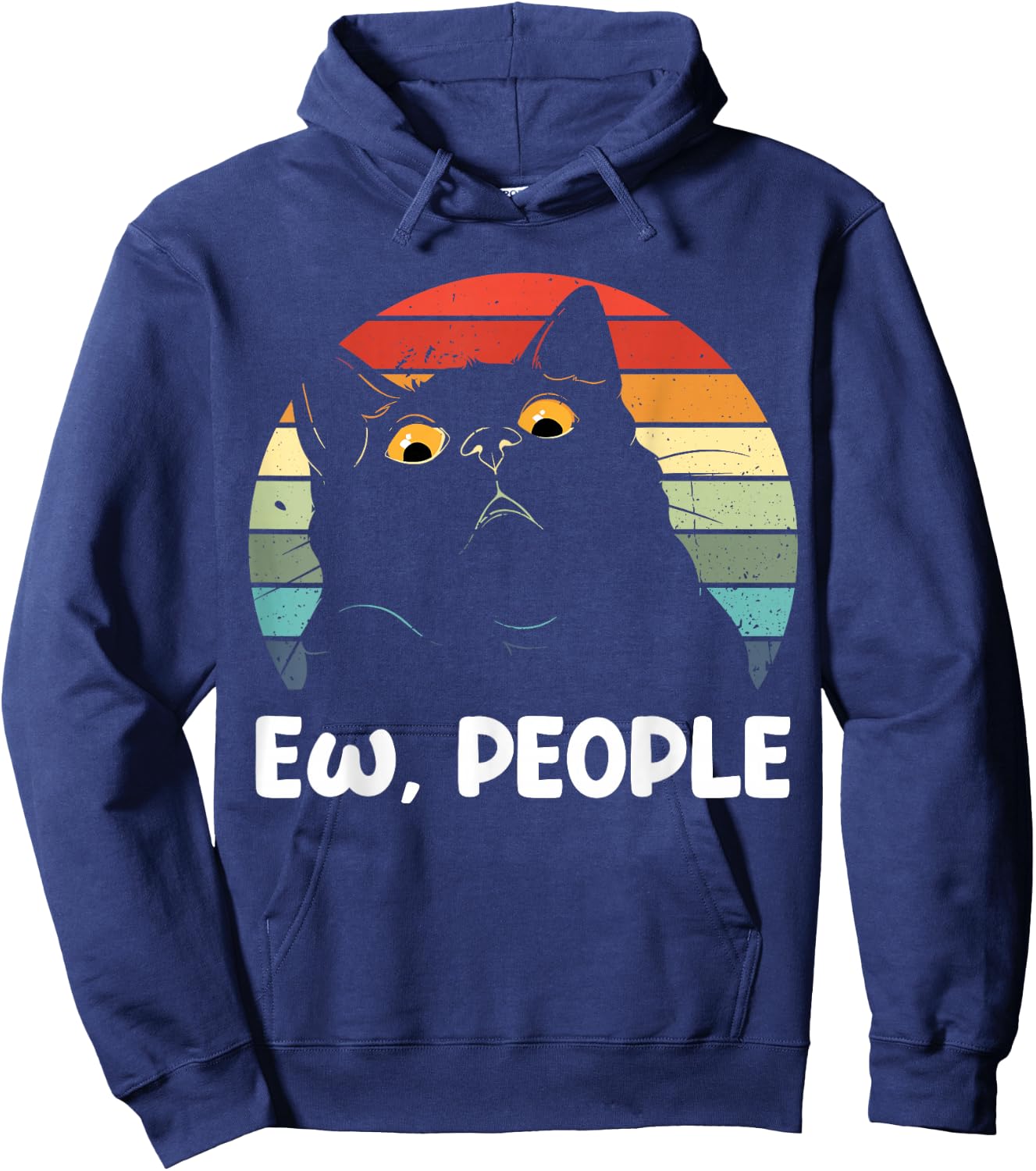 Ew people funny Black Cat lover men fun cat saying Hoodie - Hoodie | Navy