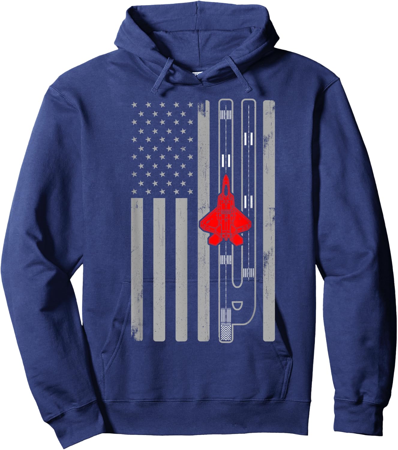 F22 Raptor Fighter Jet Airplane American Flag Runway F22 Men Hoodie - Hoodie | Navy