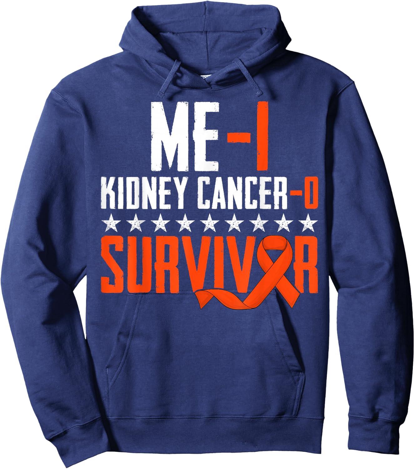 Me 1 Kidney Cancer 0 Orange Ribbon Survivor Warrior Fighter Hoodie - Hoodie | Navy