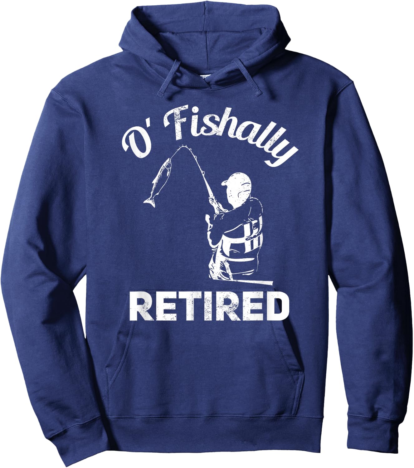 Ofishally Retired Fishing Retro Retirement Hoodie - Hoodie | Navy