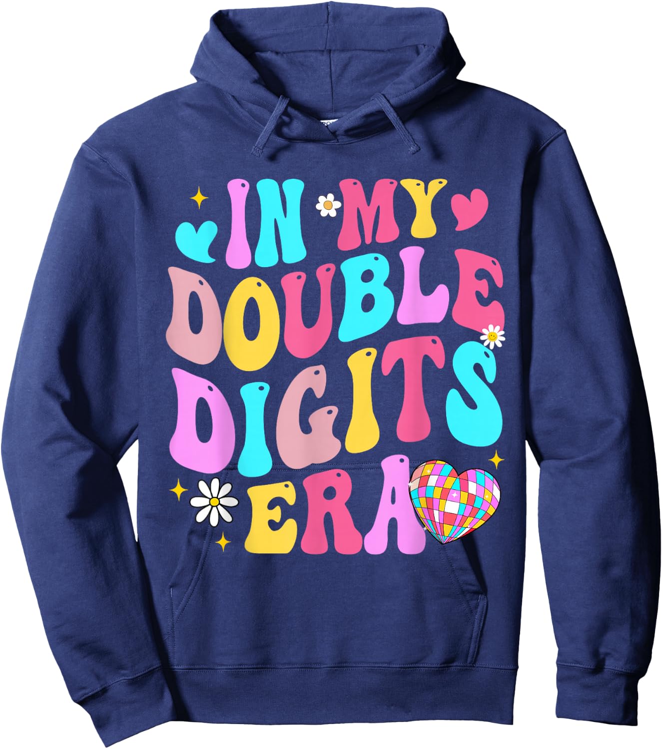 Double Digits Era Retro Birthday Era For Girls Women Hoodie - Hoodie | Navy