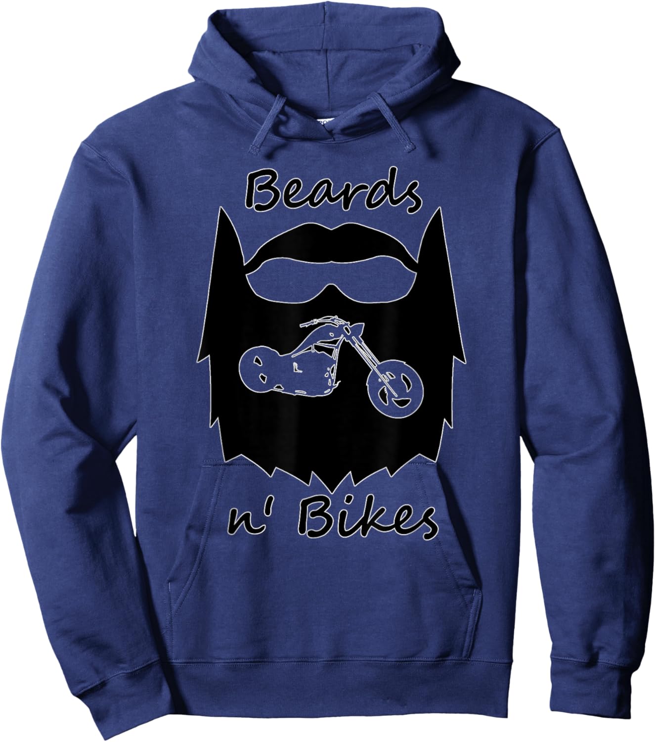 Beards N'Bikes Bearded Biker. Gift Motorcyclist Hoodie - Hoodie | Navy