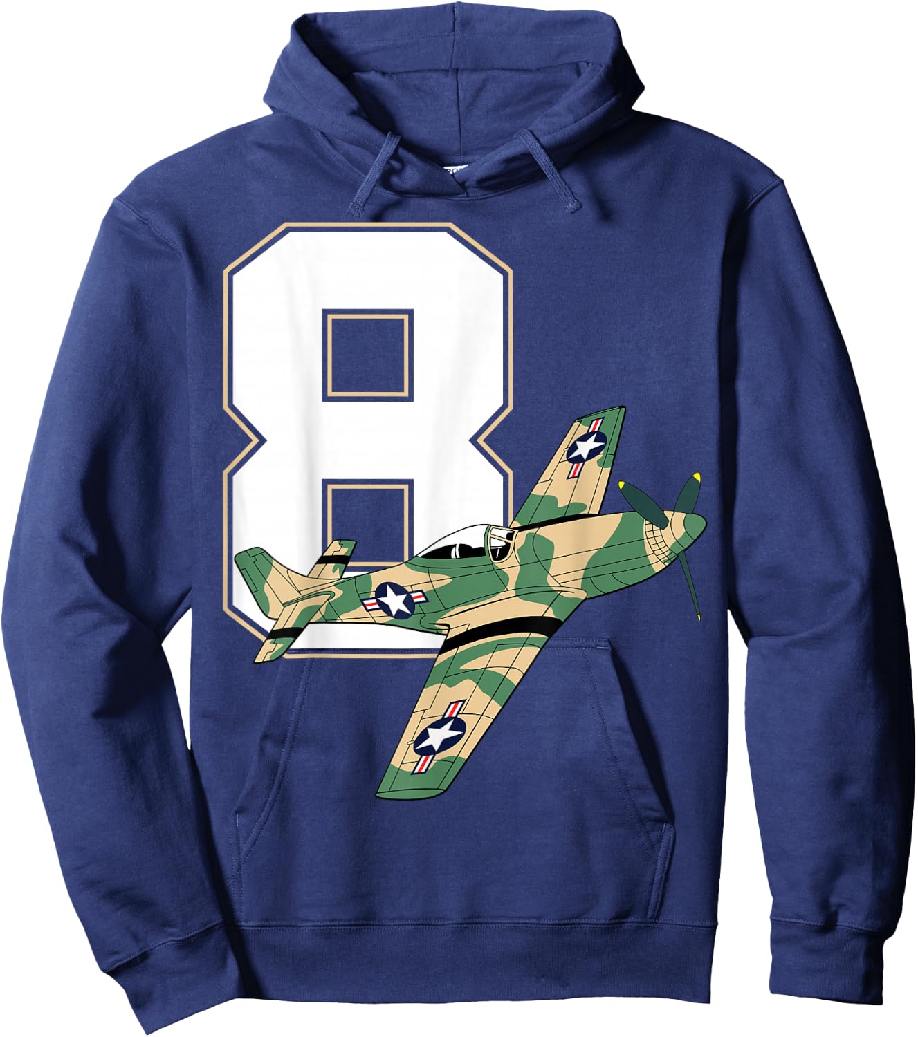 8th Birthday Military Plane Aircraft Fighter 8 Year Old Boys Hoodie - Hoodie | Navy