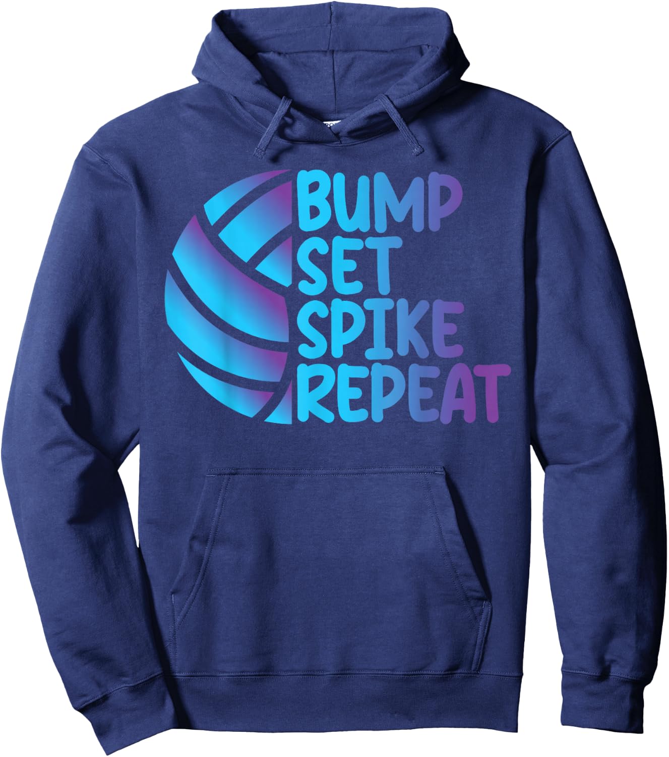 Awesome and Cool Volleyball Bump Set Spike Repeat Hoodie - Hoodie | Navy