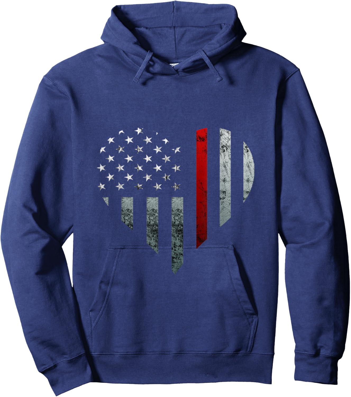 Fireman Thin Heart Firefighter American Flag Hoodie - Hoodie | Navy