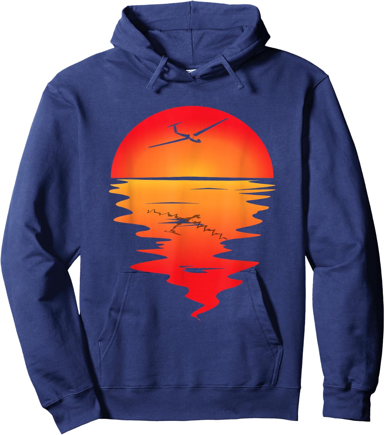 Sailplane Vintage Sunset Gliding Pilot Aviation Airplane Hoodie - Hoodie | Navy
