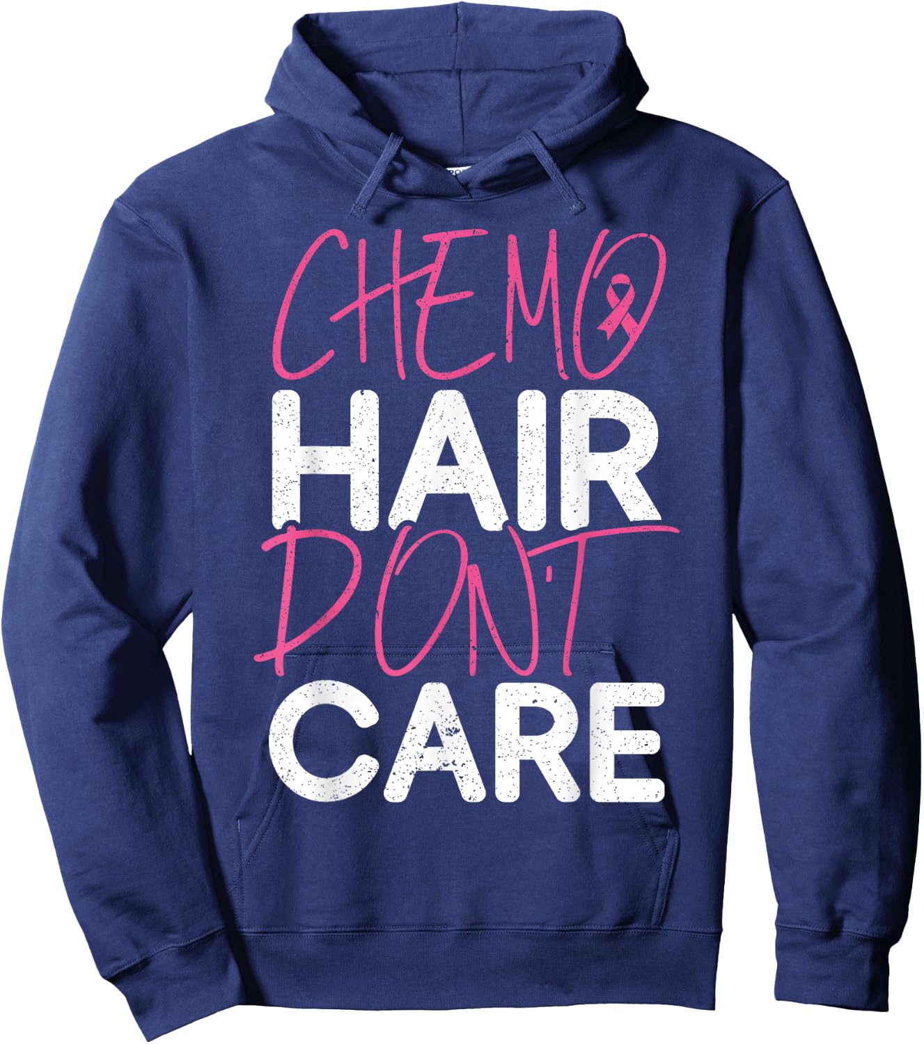 Chemo Hair Don't Care Breast Cancer Fighter Chemotherapy Hoodie - Hoodie | Navy