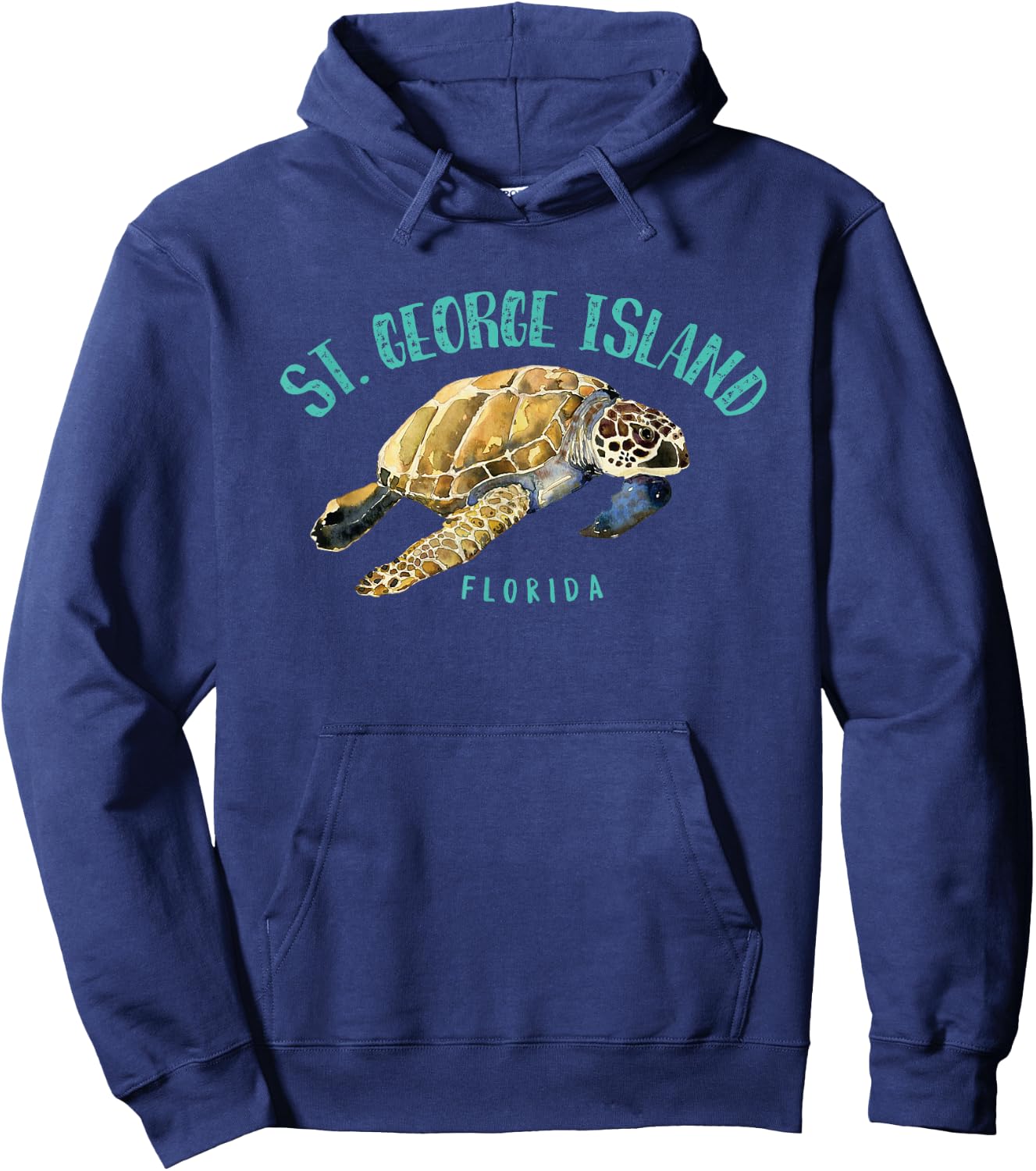 St. George Island Florida Sea Turtle Design Hoodie - Hoodie | Navy