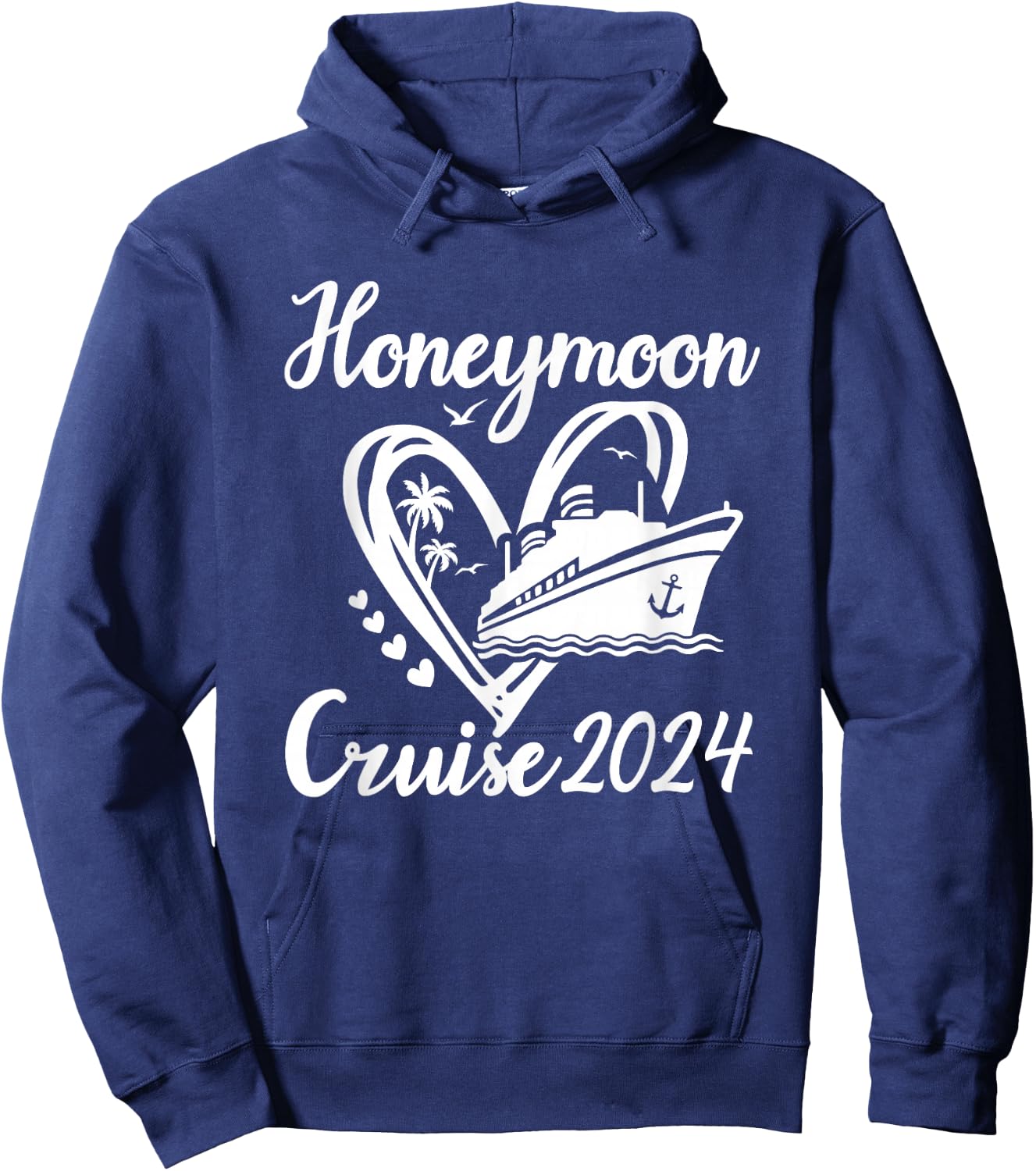 Honeymoon Cruise for Couples 2024 Cruising Newlyweds Wedding Hoodie - Hoodie | Navy