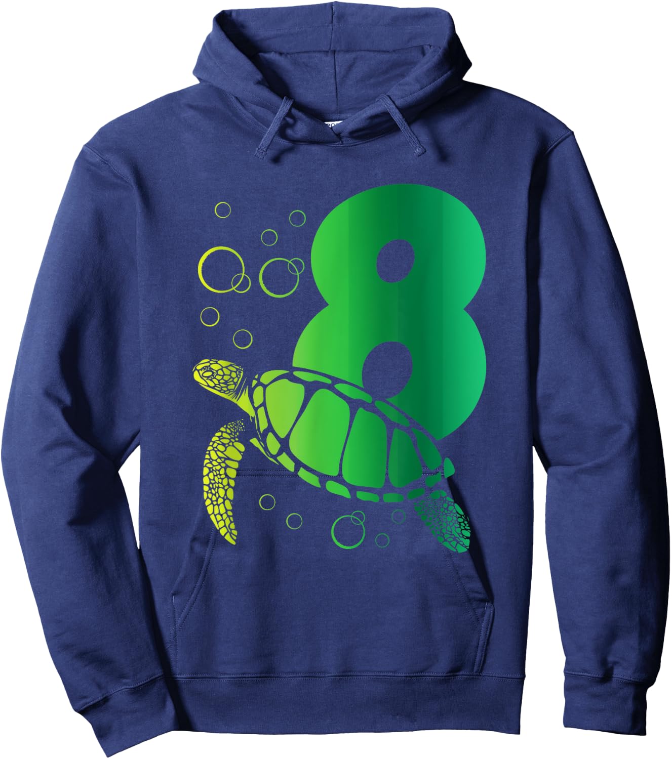 8th Birthday Turtle Hoodie - Hoodie | Navy