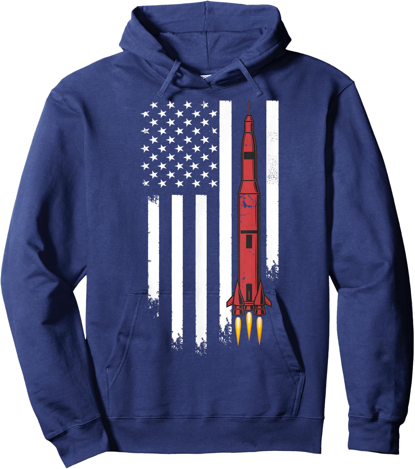 Rocket Spaceship American USA Flag | Aerospace Engineering Hoodie - Hoodie | Navy