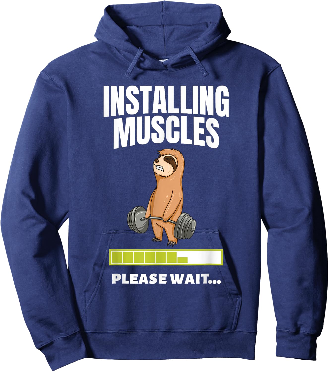 Installing Muscles Sloth Weight Lifting Fitness Motivation Hoodie - Hoodie | Navy