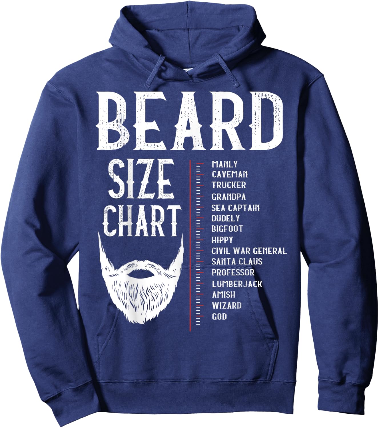 Beard Measurement Chart Shirt, Beard Length Growth Chart Hoodie - Hoodie | Navy