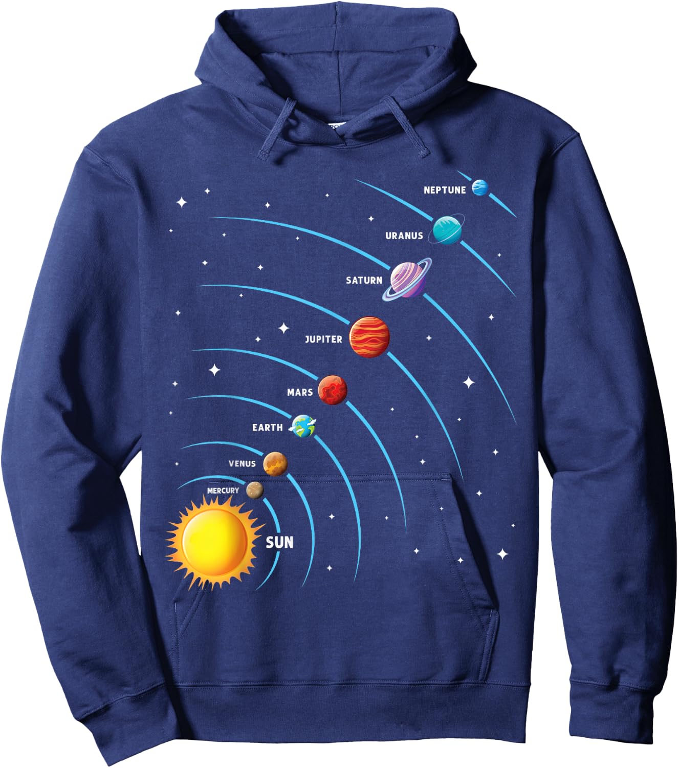 Solar System Colorful Space Planets Educational Kids Hoodie - Hoodie | Navy