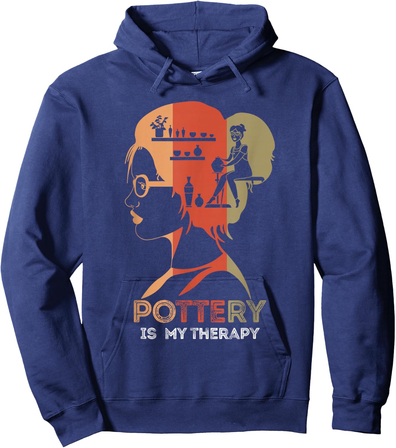 Pottery Ceramics Artist Pottery Is My Therapy Ceramicist Hoodie - Hoodie | Navy