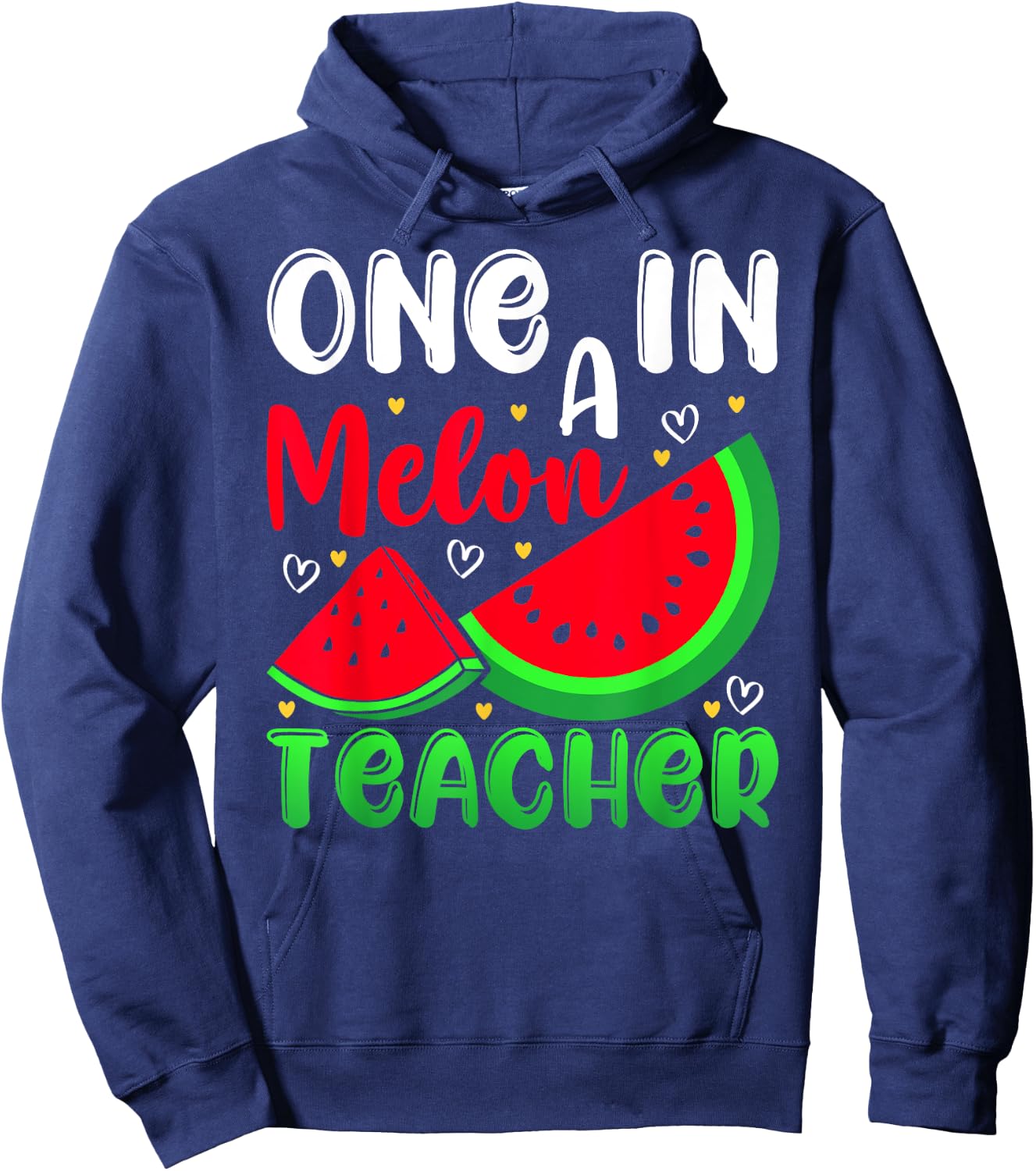 One In A Melon Teacher Watermelon Funny Summer Men Women Kids Hoodie - Hoodie | Navy