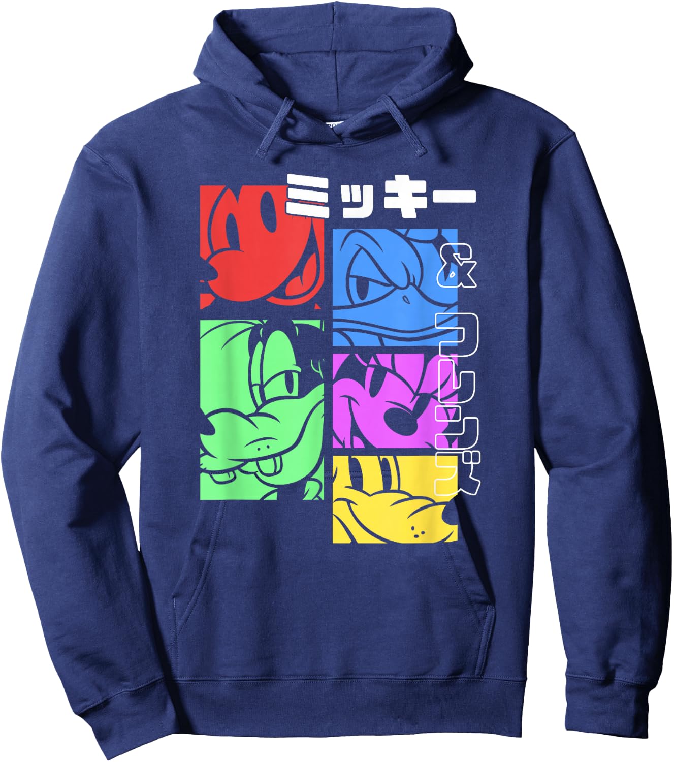 Disney Mickey and Friends Pop Character Panels Katakana Hoodie - Hoodie | Navy